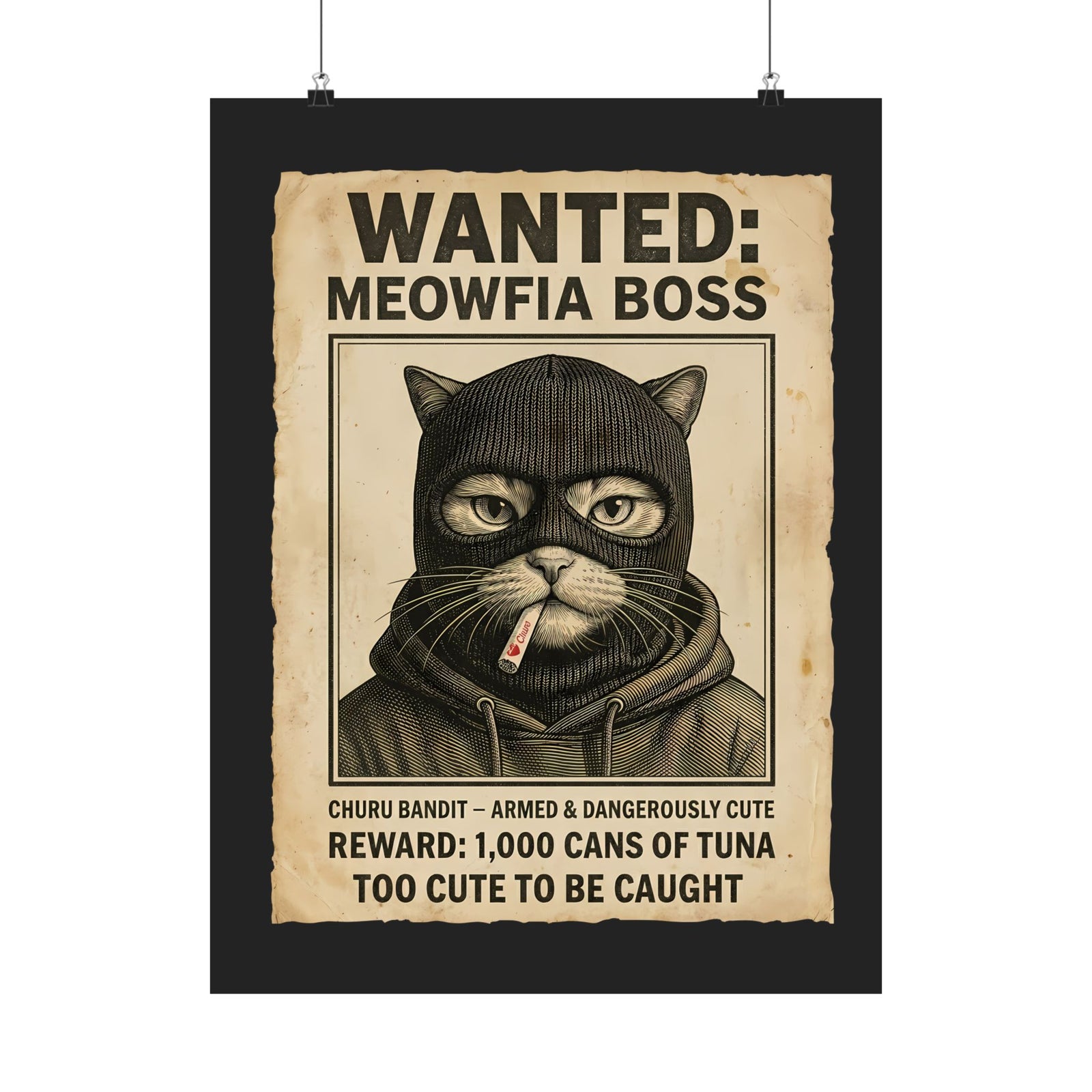 "Meowfia Boss" Wanted Poster Funny Cat Poster