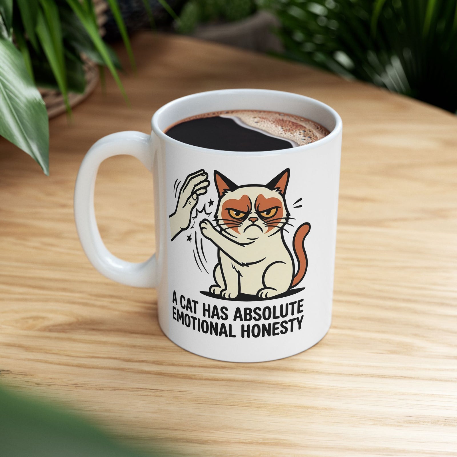 Funny Angry Cat Slap Ceramic Mug