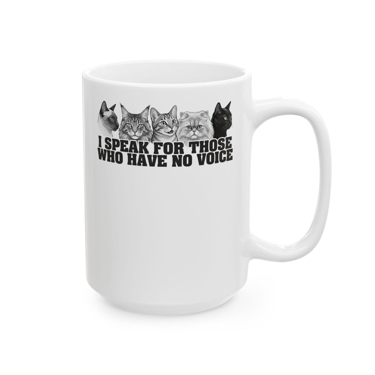 Cat Lover Ceramic Mug — "I Speak for Those Who Have No Voice" Animal Rescue Mug