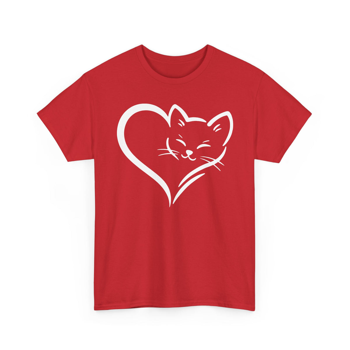 Cute Cat Heart T-Shirt - Cat Lover Gift - Adorable Cat Silhouette Tee
