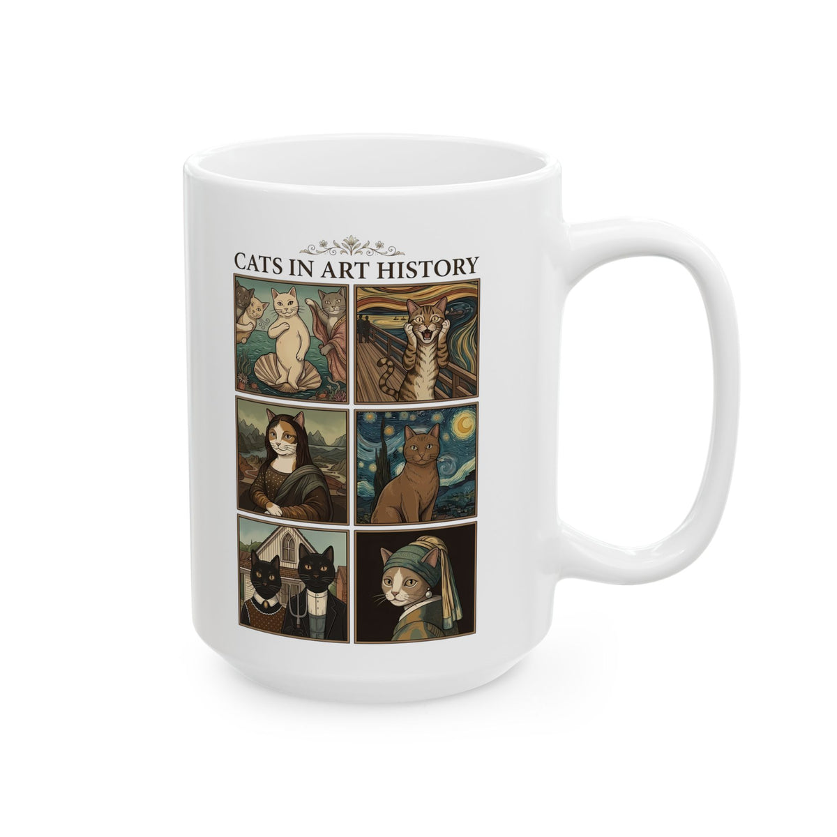 Cats in Art History Ceramic Mug — Vintage Art Cat Mug for Cat Lovers & Art Fans