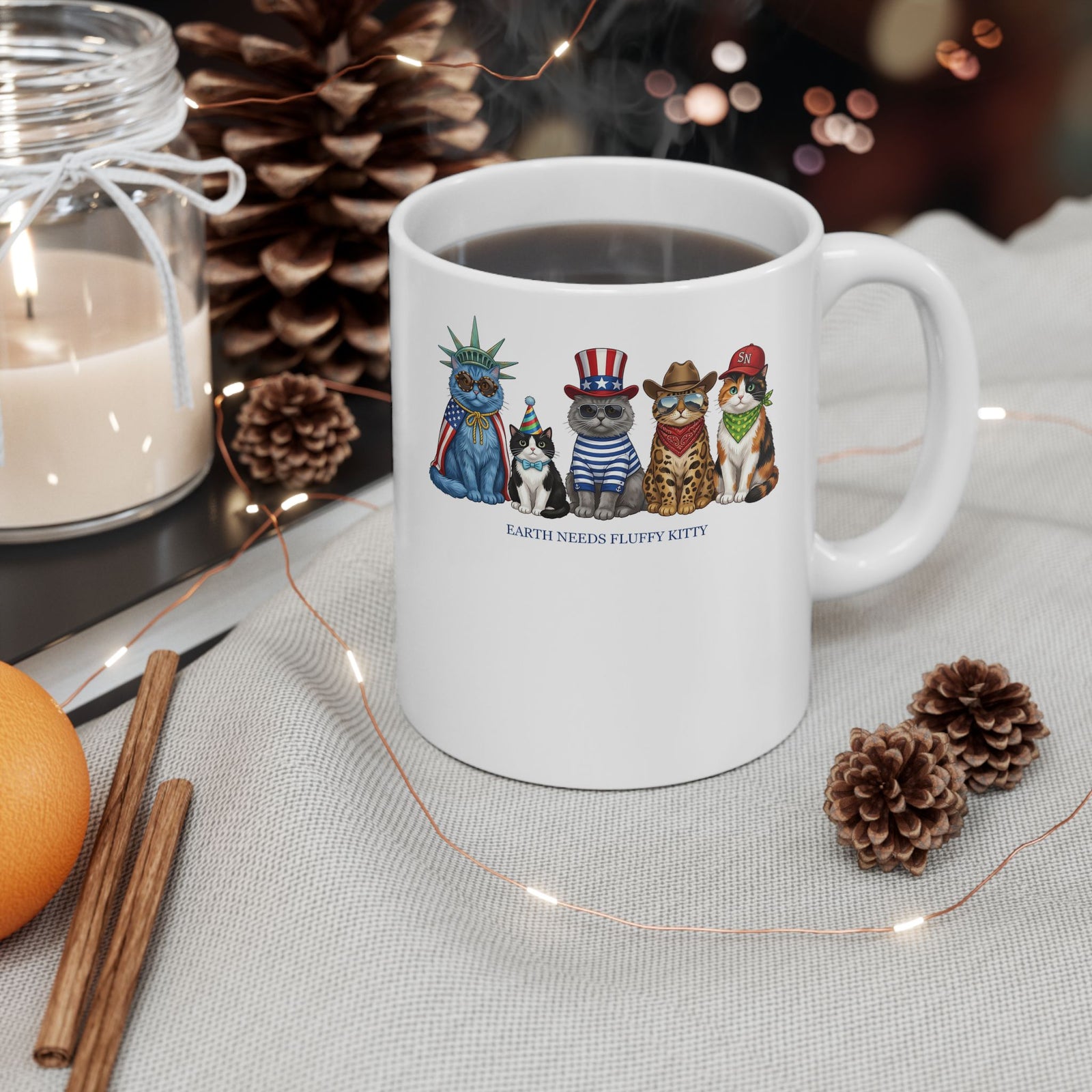 Earth Needs Fluffy Kitty Ceramic Mug