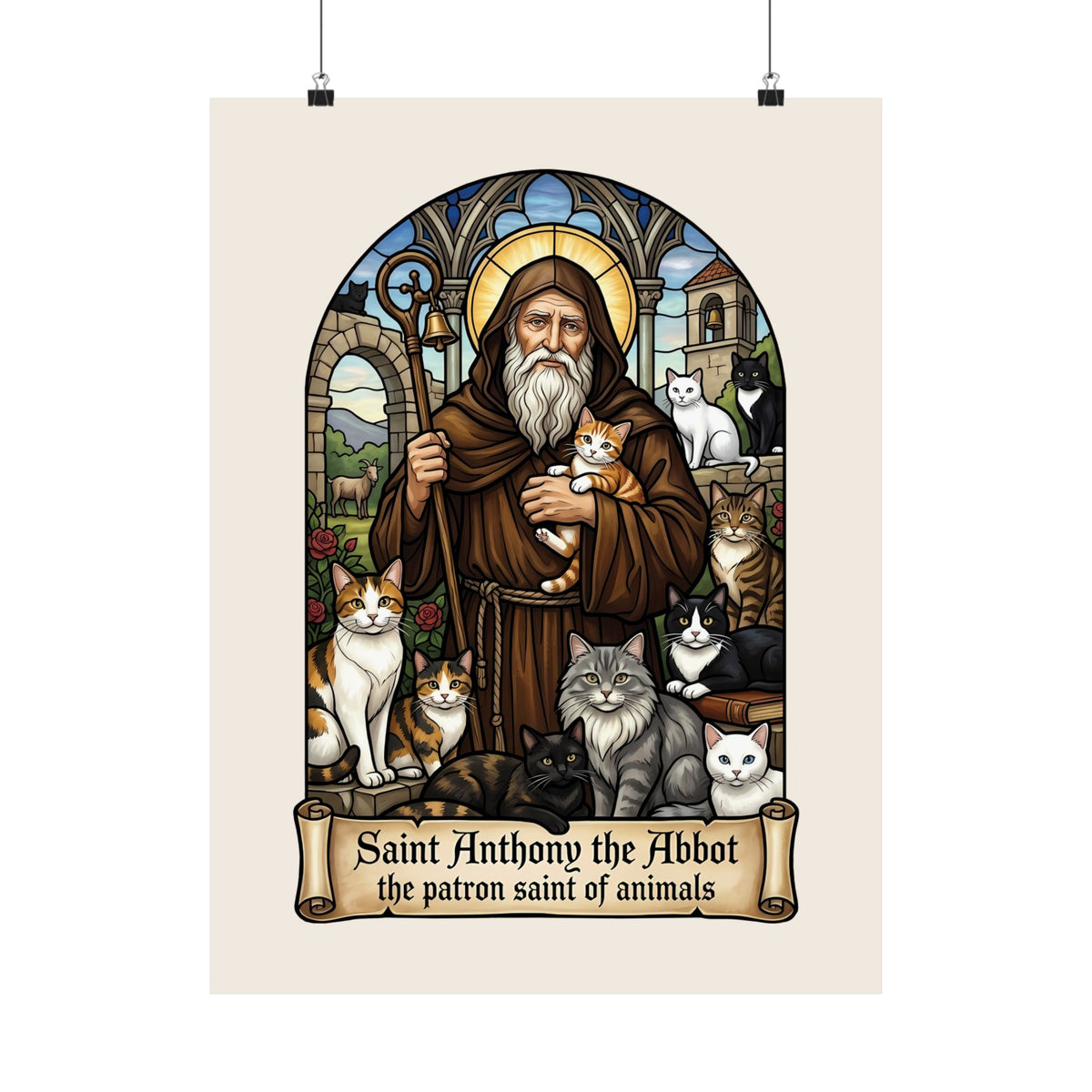 Saint Anthony the Abbot Cat Poster Patron Saint of Animals Poster