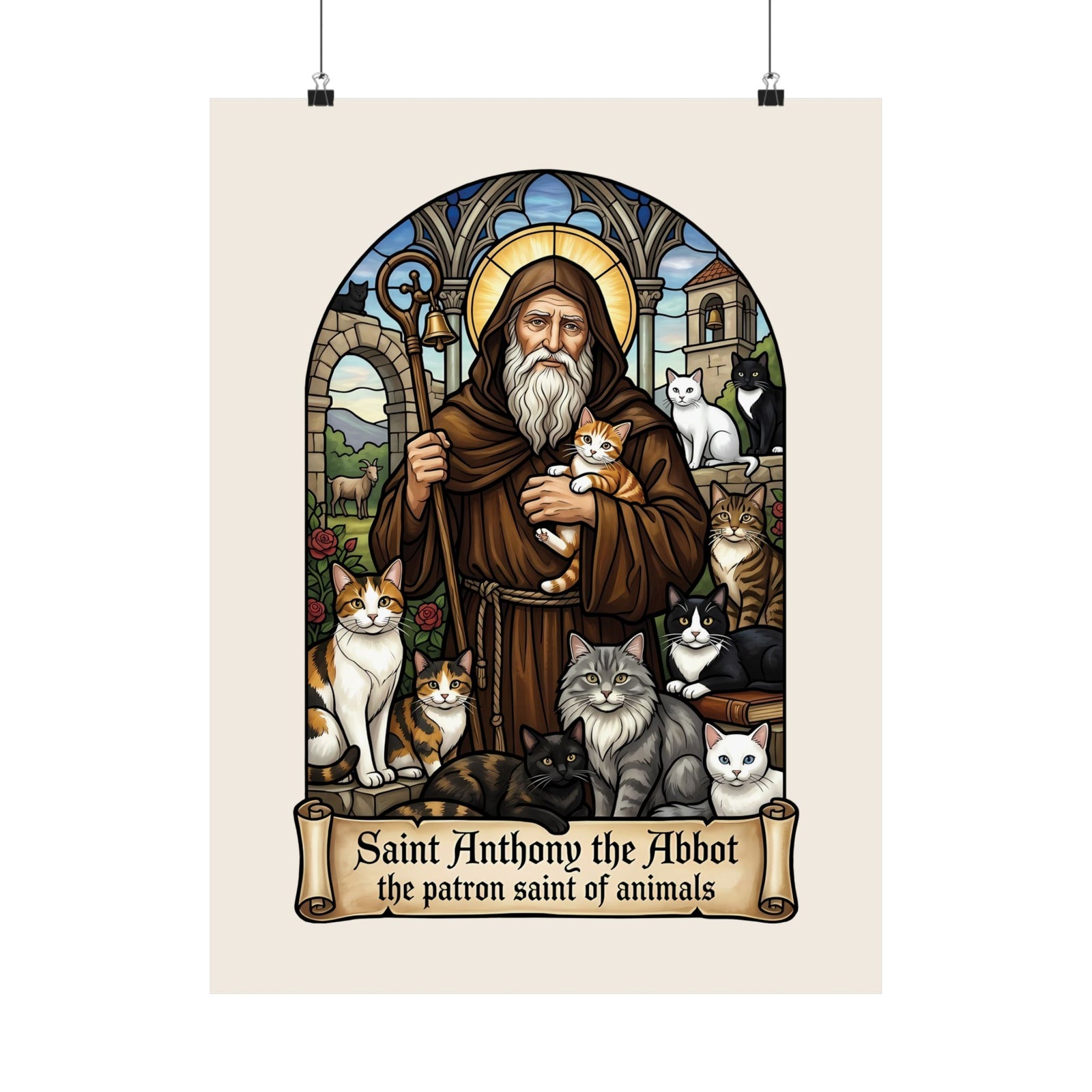 Saint Anthony the Abbot Cat Poster Patron Saint of Animals Poster