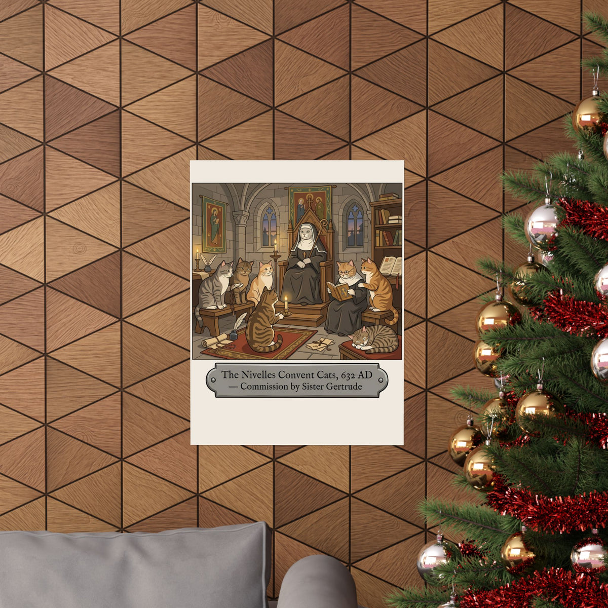 Nivelles Convent Cats Poster — Vintage-Inspired Cat Illustration Poster