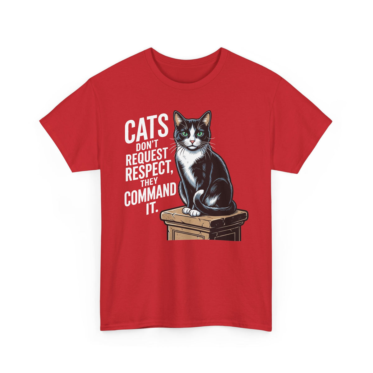 Cats Don’t Request Respect They Command It T‑Shirt — Vintage Black Cat Graphic Tee