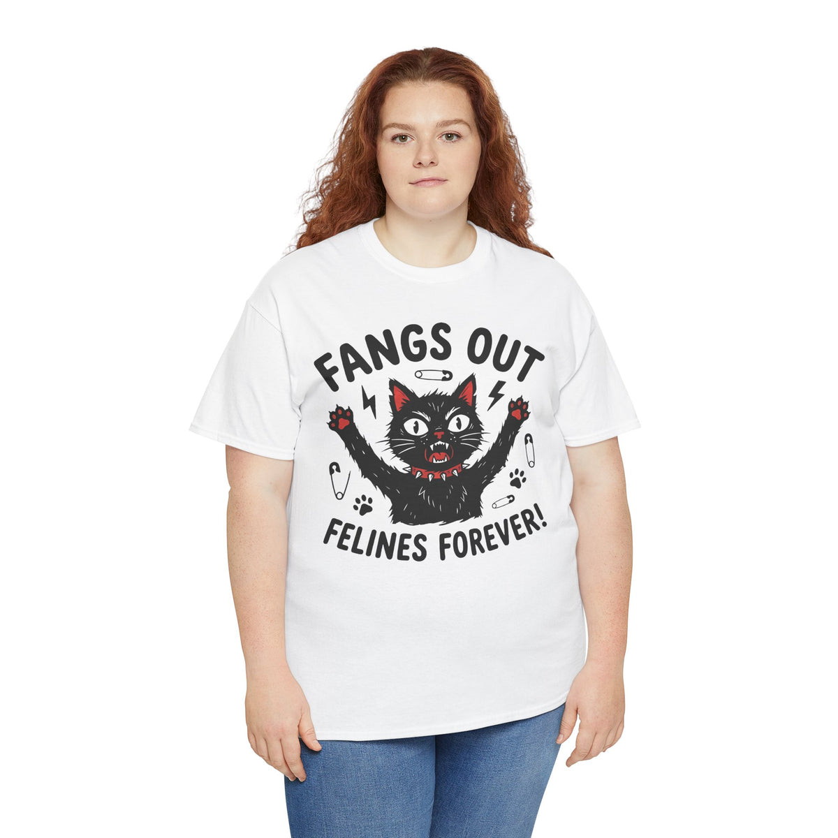 Fangs Out Felines Forever Tee — Cat Lover Graphic T‑Shirt