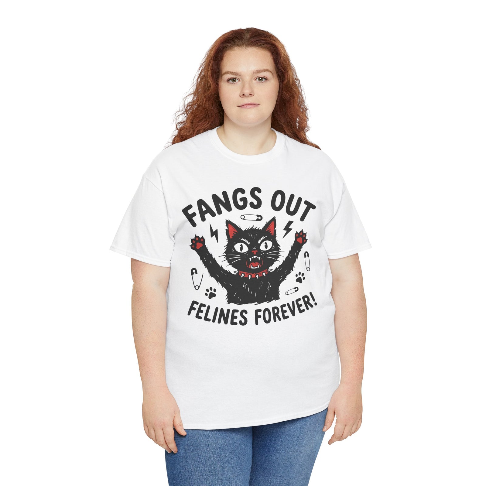 Fangs Out Felines Forever Tee — Cat Lover Graphic T‑Shirt