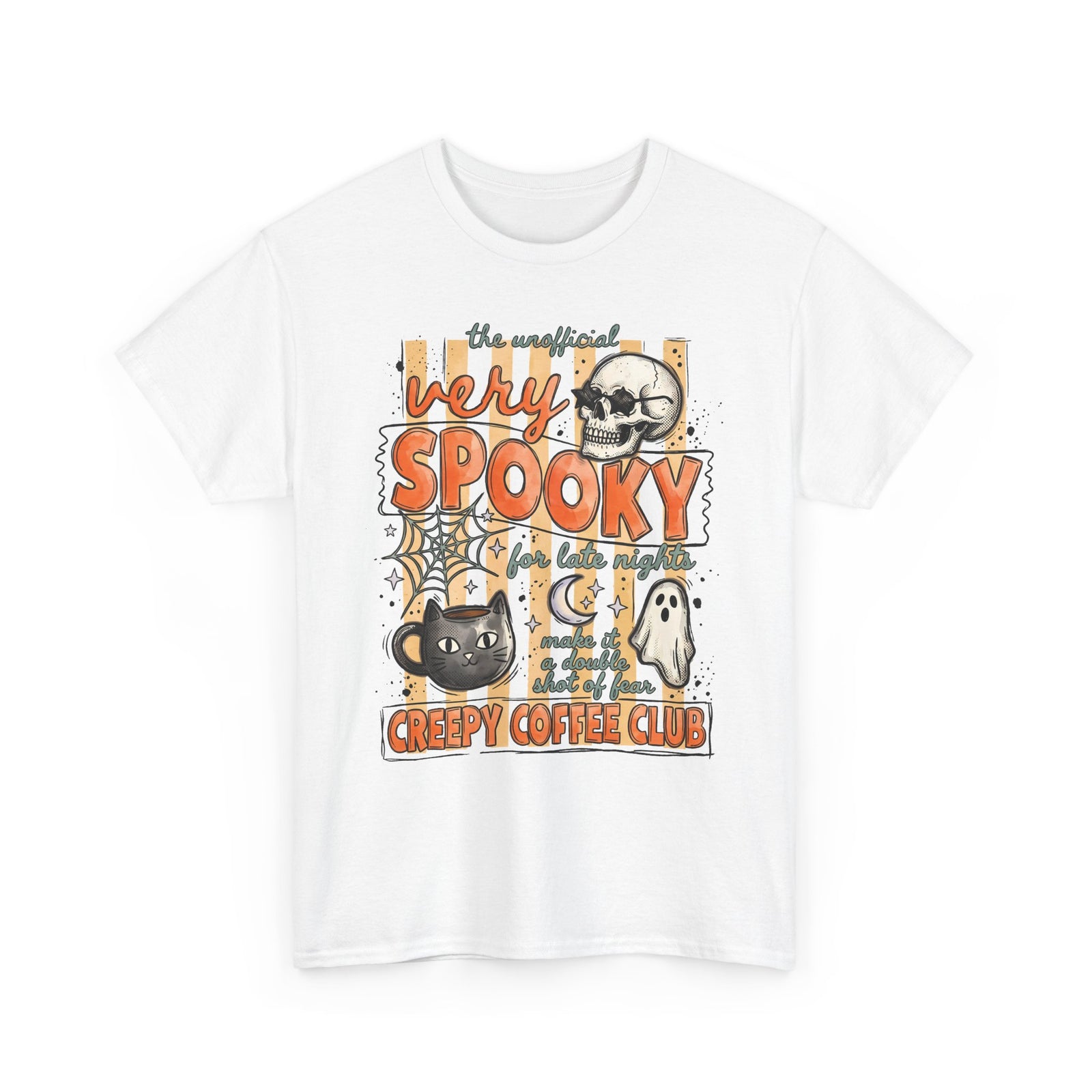 Creepy Coffee Club Black Cat Mug T-Shirt — Very Spooky Halloween Coffee Tee