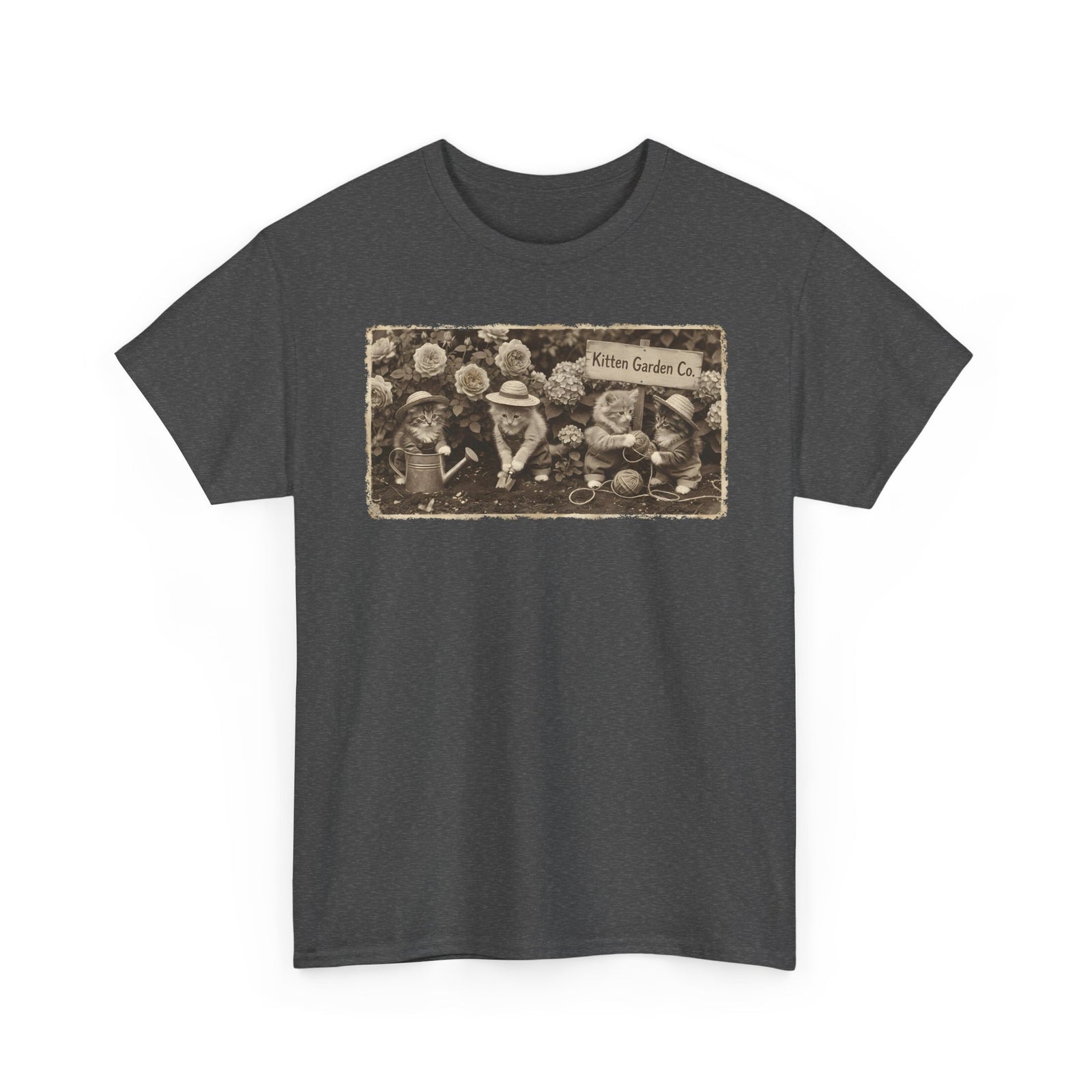 Vintage Kittens in the Garden T-Shirt — Cute Floral Cat Tee