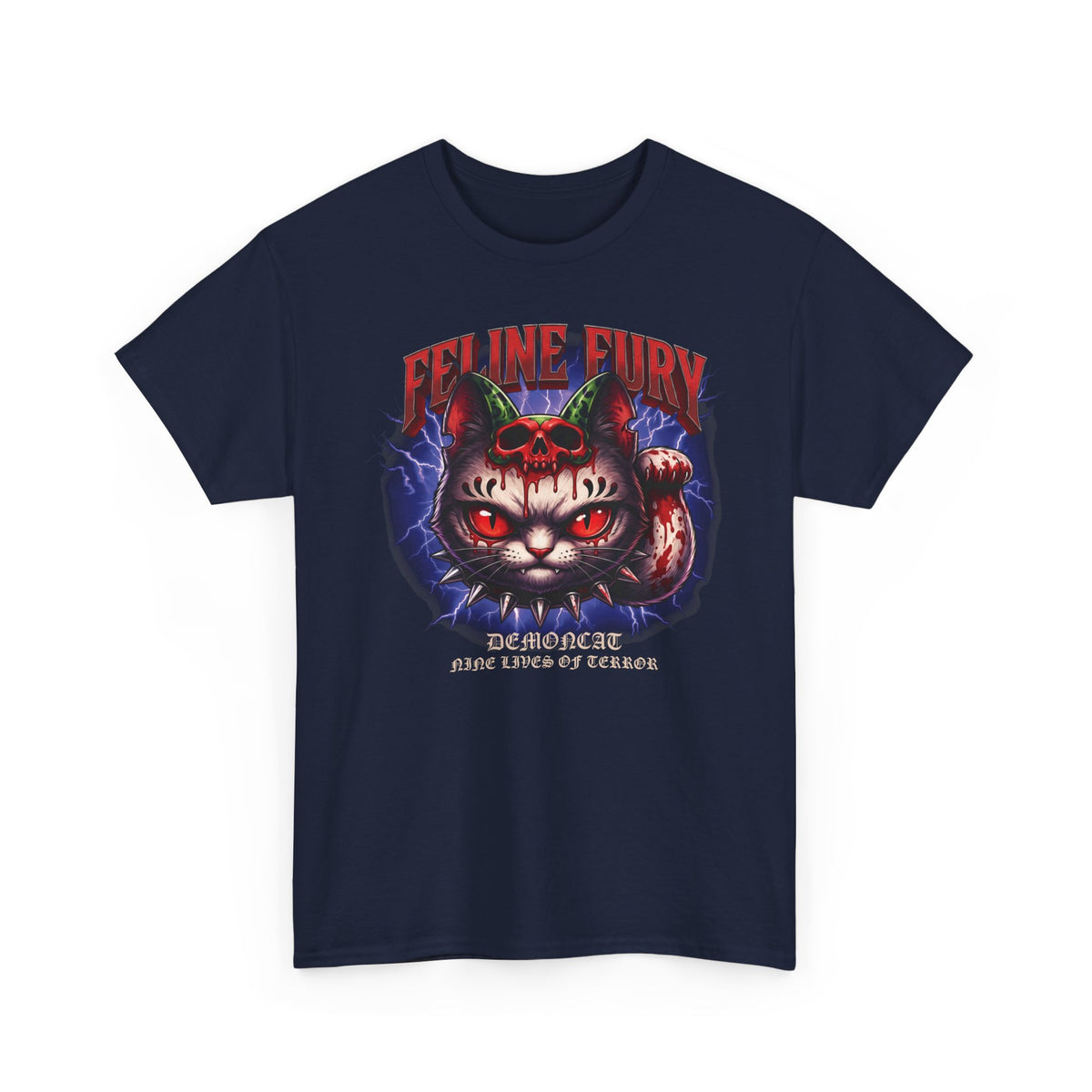 Feline Fury Demoncat T-Shirt — Heavy Metal Horror Gothic Cat Tee
