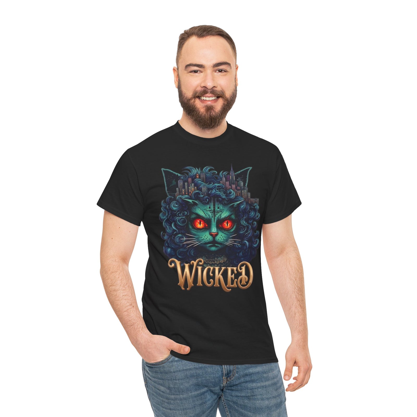 Wicked Green Witch Cat Broadway Shirt — Spooky Musical Parody T-Shirt