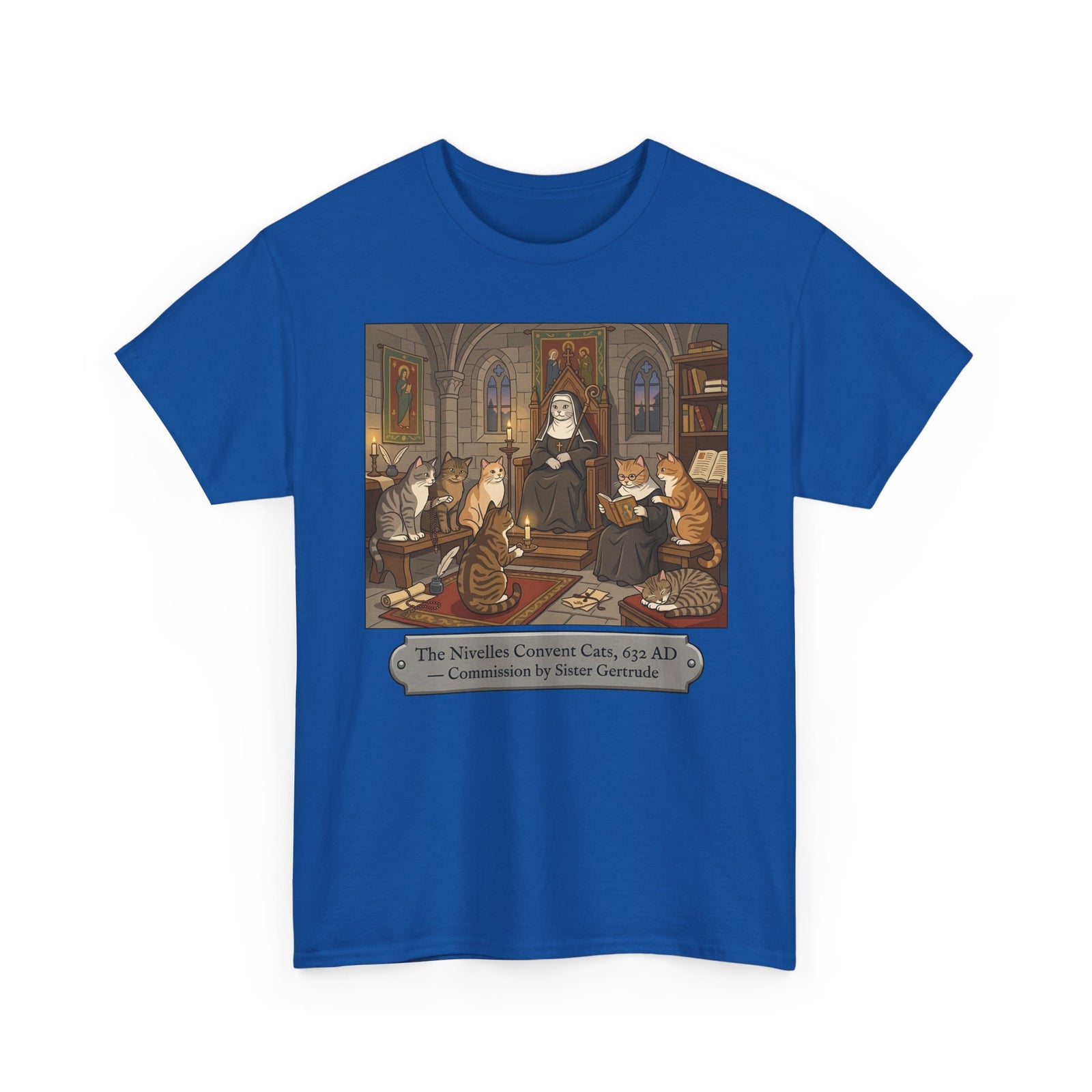 Nivelles Convent Cats T-Shirt — Vintage-Inspired Cat Illustration Tee