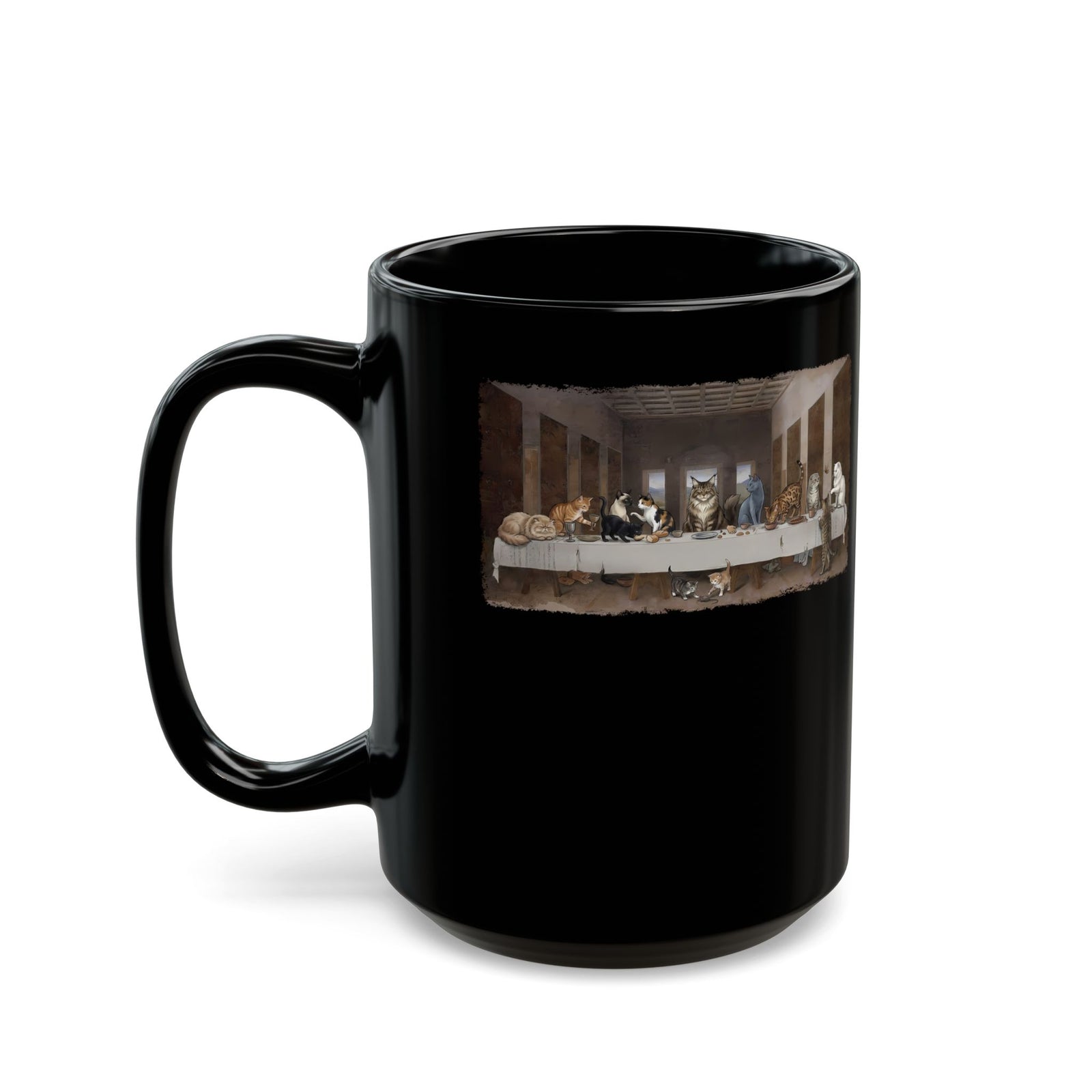 The Cat Supper Black Mug