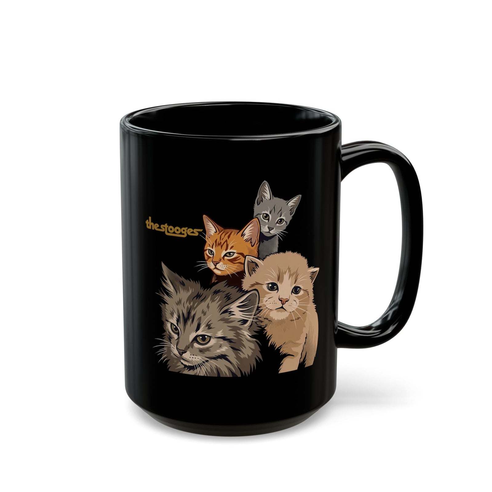 The Stooges Cat Black Mug