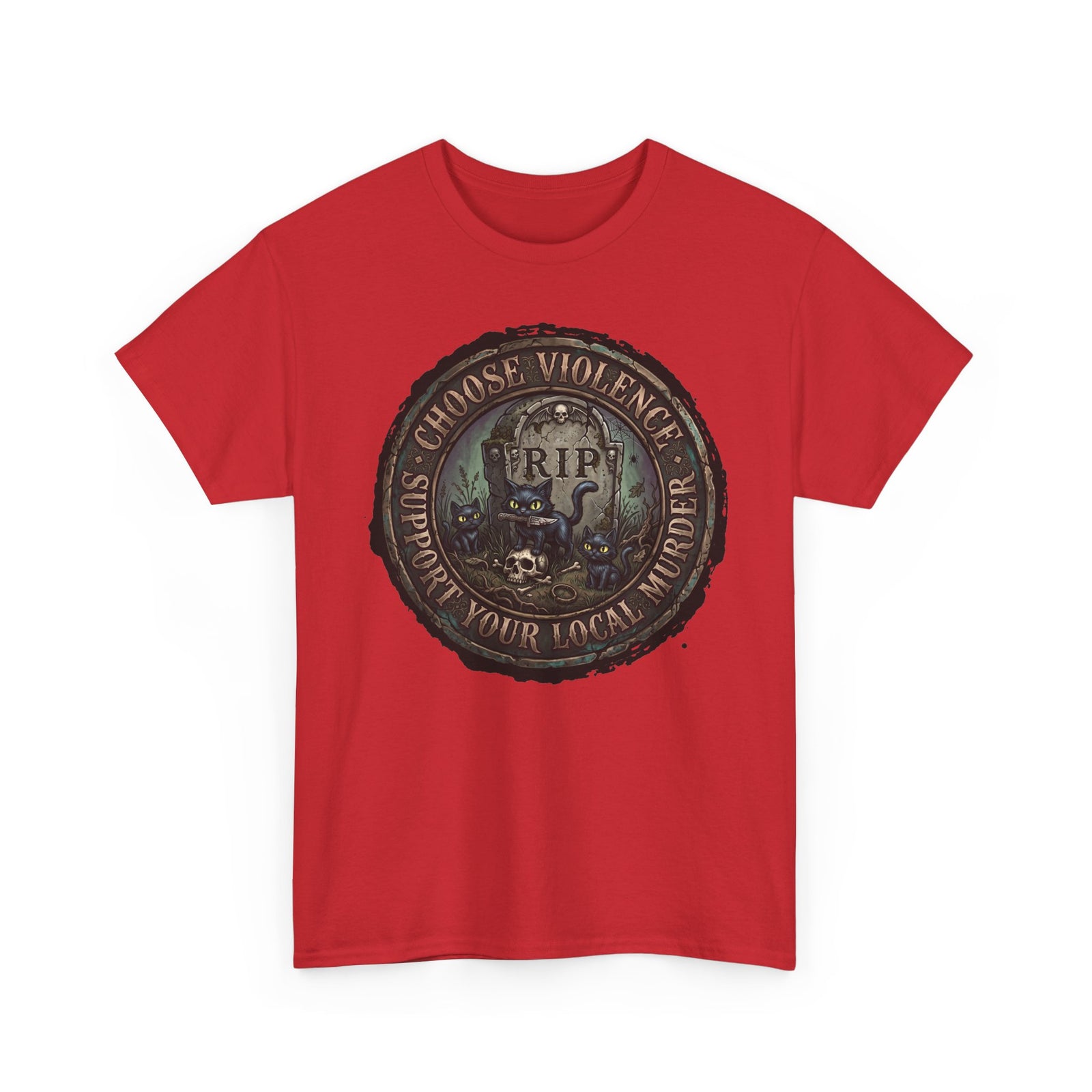 Choose Violence Support Your Local Murder Shirt — Gothic Knife Black Cat T-Shirt