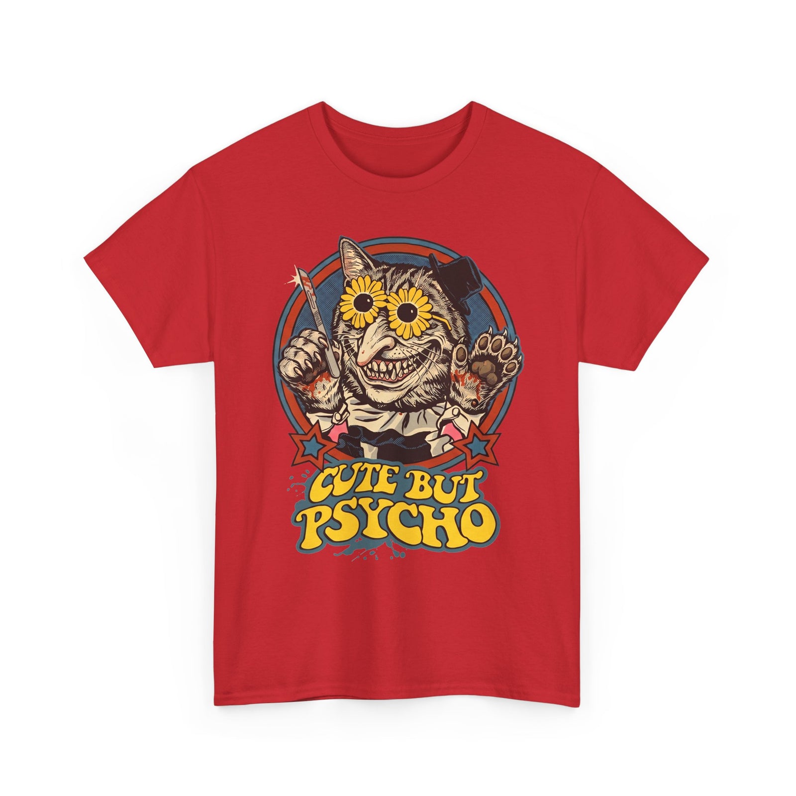 Cute But Psycho Cat T-Shirt — Creepy Vintage Horror Feline Tee