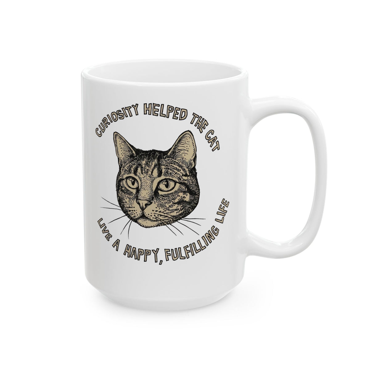 Curiosity Helped The Cat Ceramic Mug — Funny Cat Lover Mug