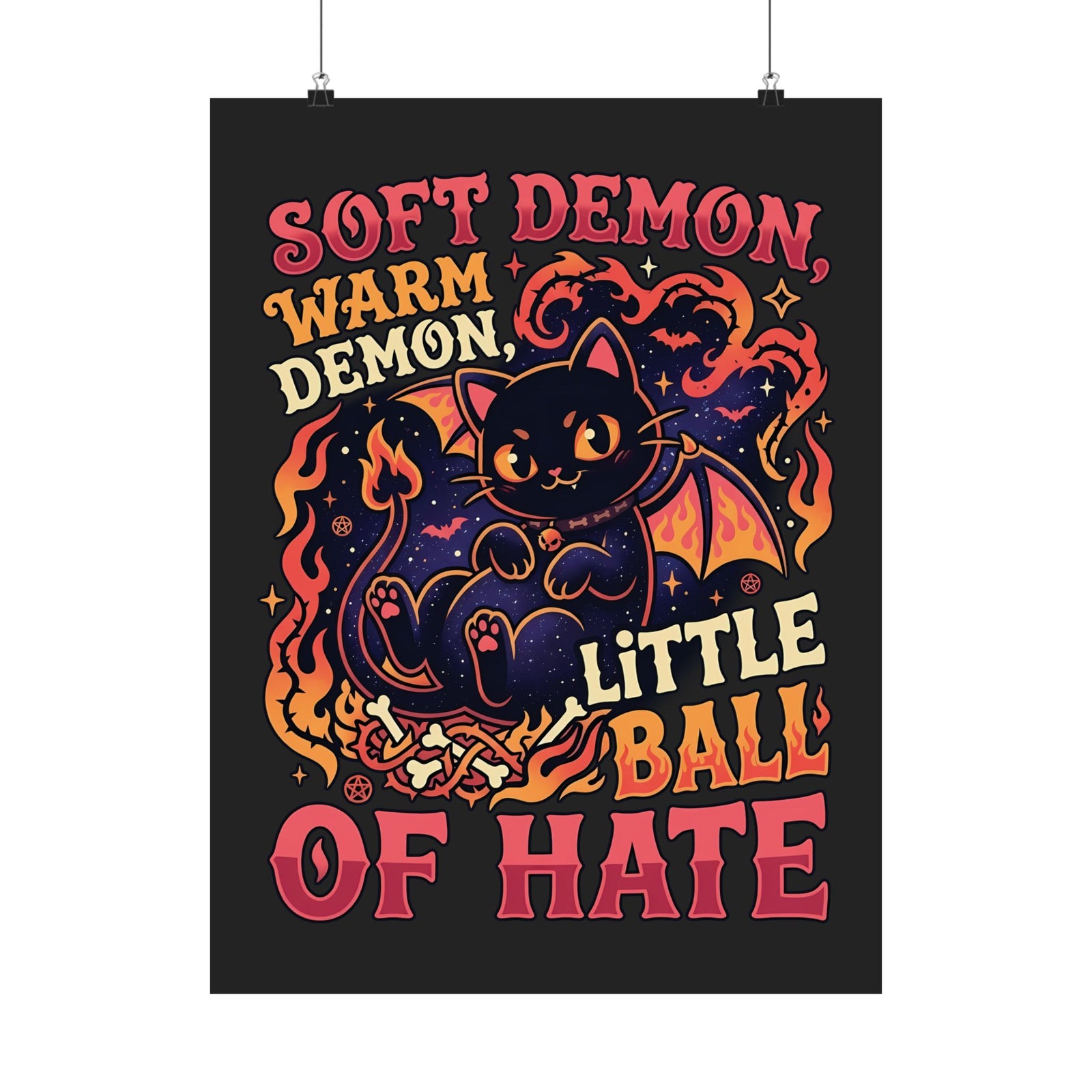 Soft Demon Cat Poster — "Little Ball of Hate" Cute Demon Kitty Poster