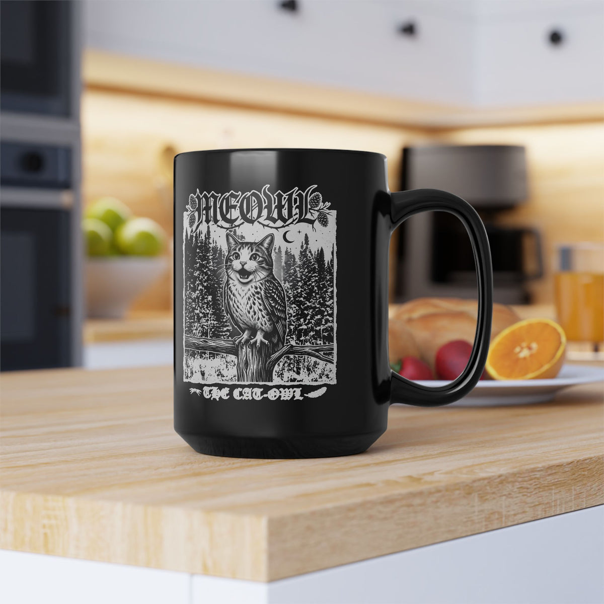 Funny "Meowl the Cat Owl" T‑Mug