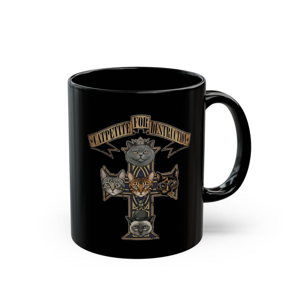 Catpetite For Destruction Black Mug