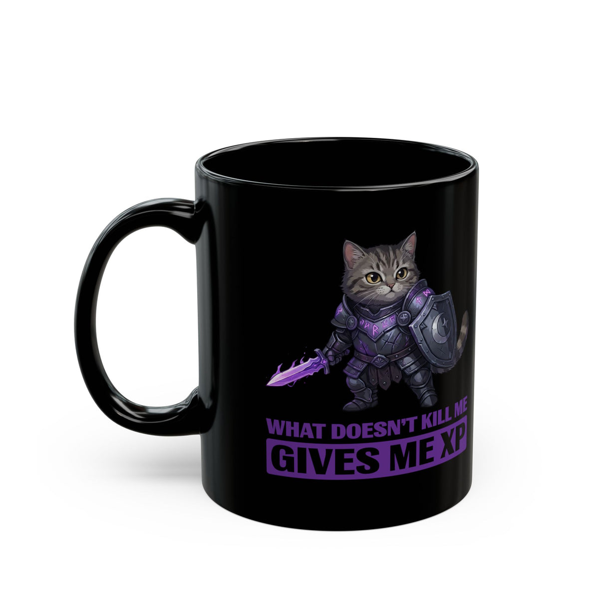 What Doesn't Kill Me Gives Me XP Cat Black Mug