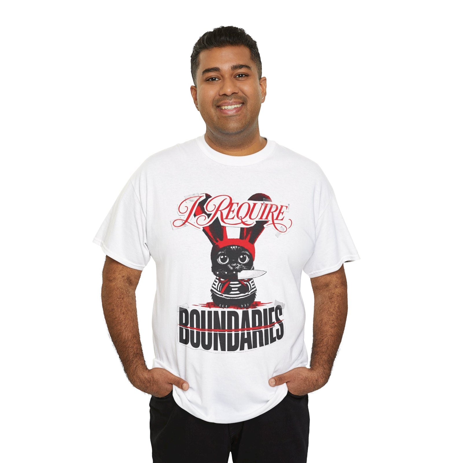 I Require Boundaries T-Shirt — Funny Creepy Cute Cat Knife Tee