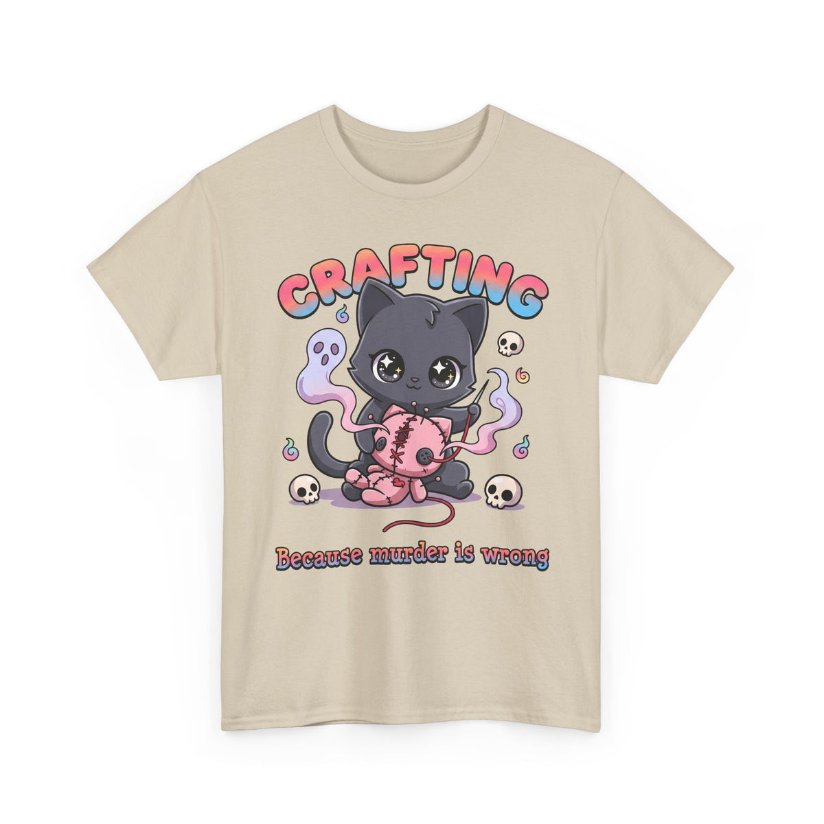 Crafting Because Murder Is Wrong Black Cat Shirt — Creepy Cute Voodoo Doll T-Shirt