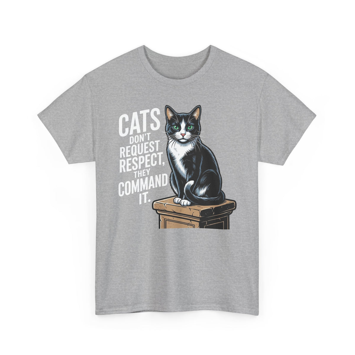 Cats Don’t Request Respect They Command It T‑Shirt — Vintage Black Cat Graphic Tee
