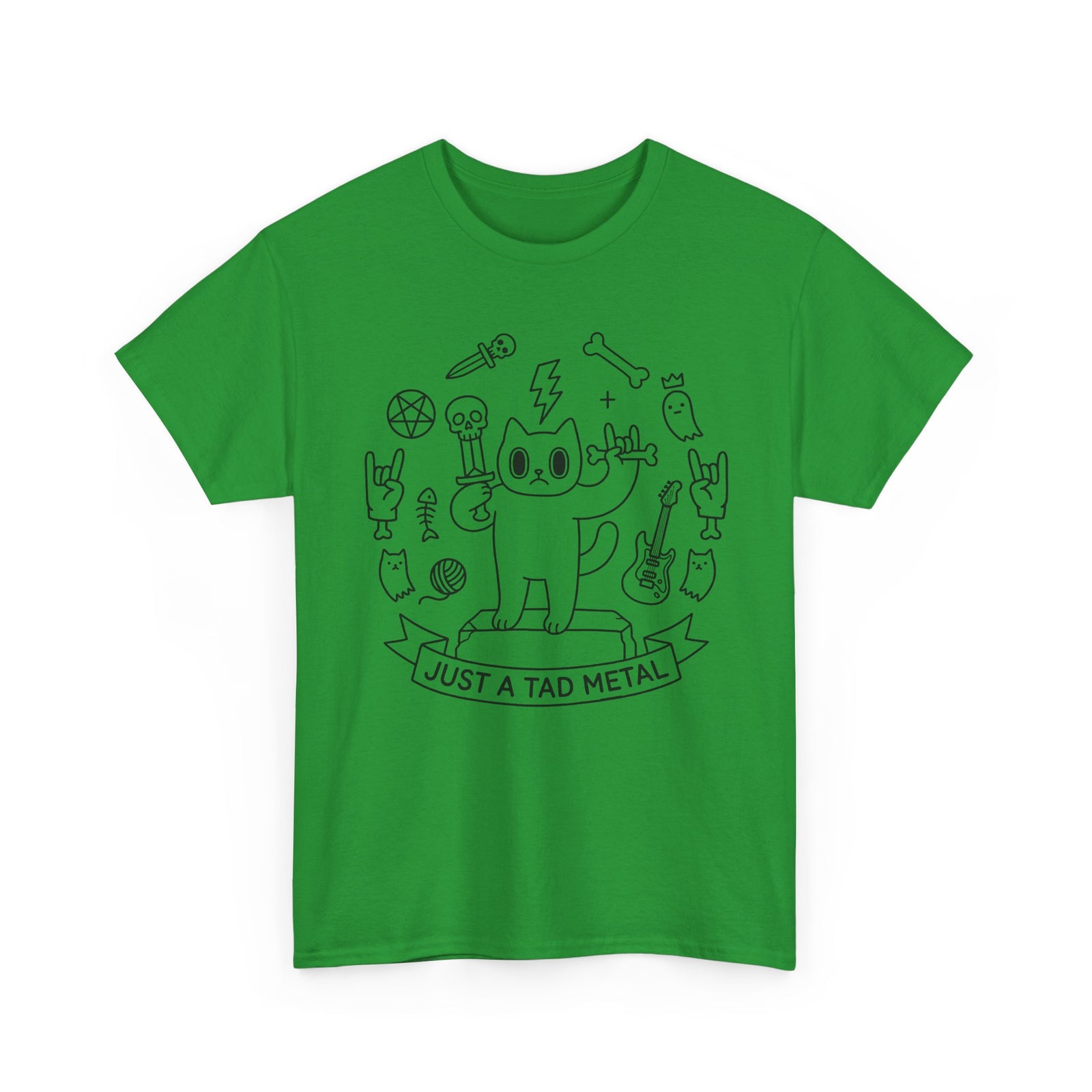 Just A Tad Metal Cat T-Shirt — Funny Heavy Metal Rocker Feline Tee