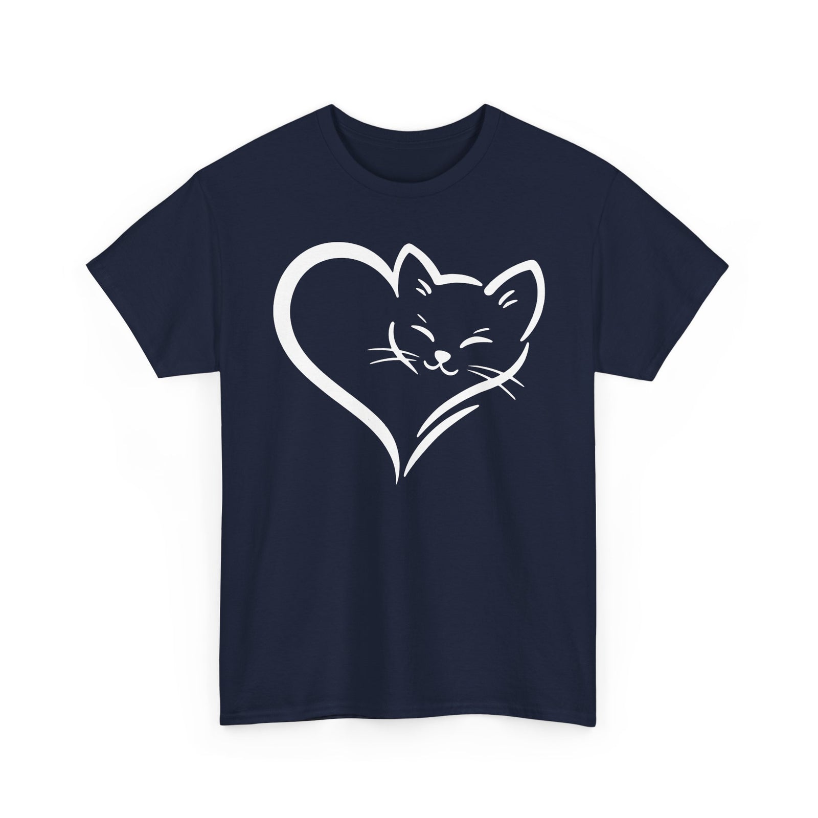 Cute Cat Heart T-Shirt - Cat Lover Gift - Adorable Cat Silhouette Tee