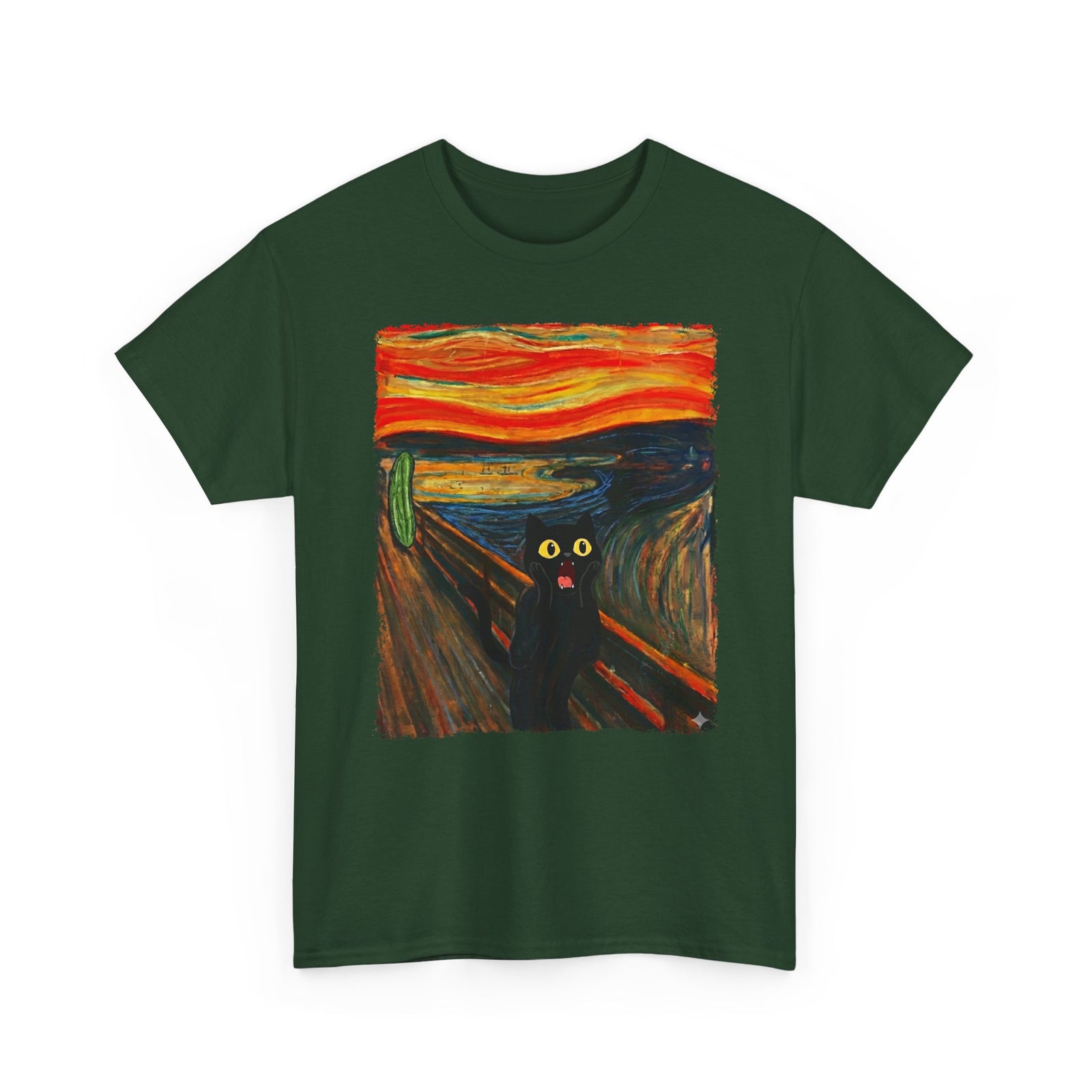 Black Cat Scream T-Shirt — Cats Scared by Cucumbers Graphic Tee