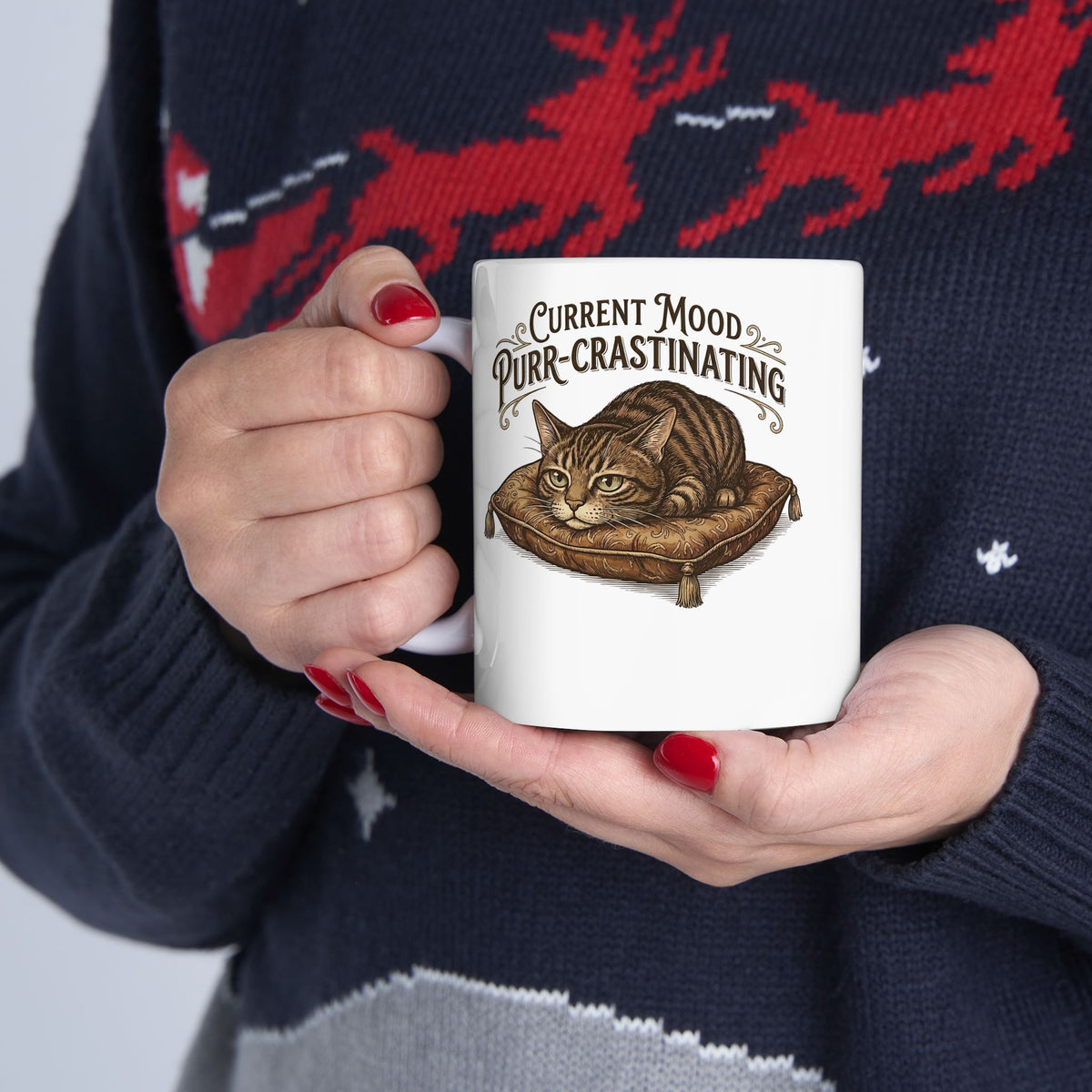 Current Mood: Purr-Crastinating Cat Ceramic Mug