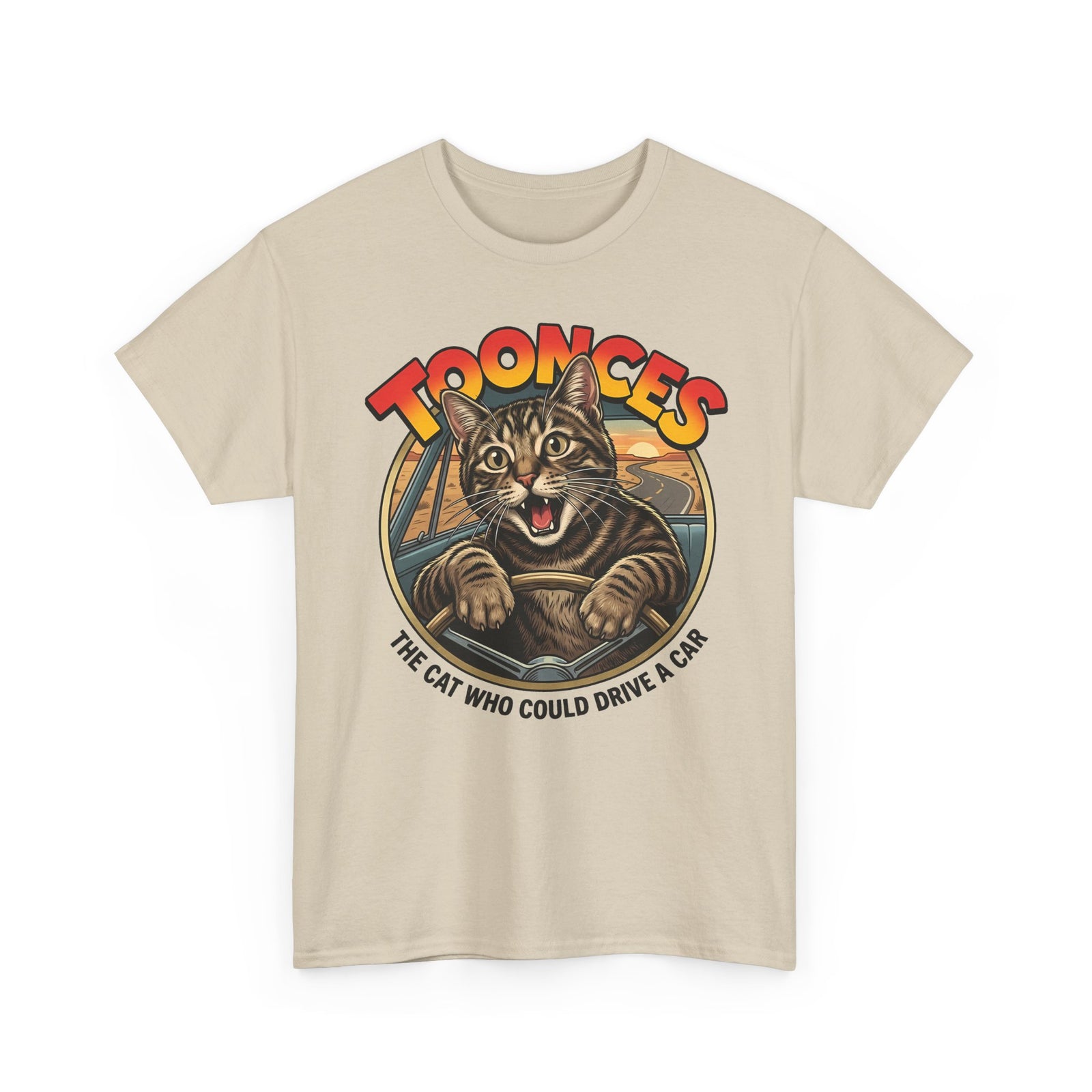 Toonces Cat Driving Tee — "Toonces: The Cat Who Could Drive a Car" Graphic T-Shirt