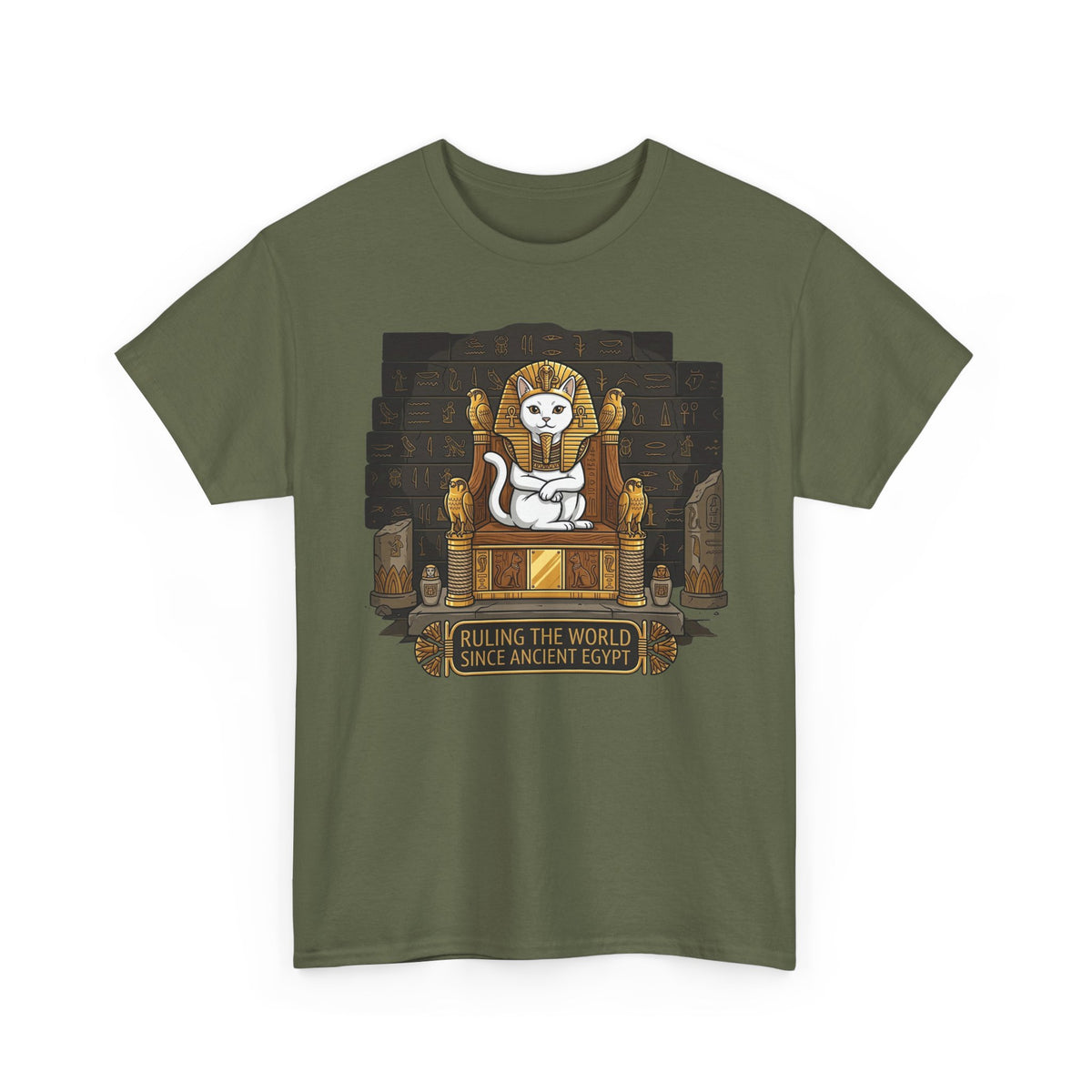 Cat Pharaoh Tee — "Ruling the World Since Ancient Egypt" Vintage Cat King T-Shirt