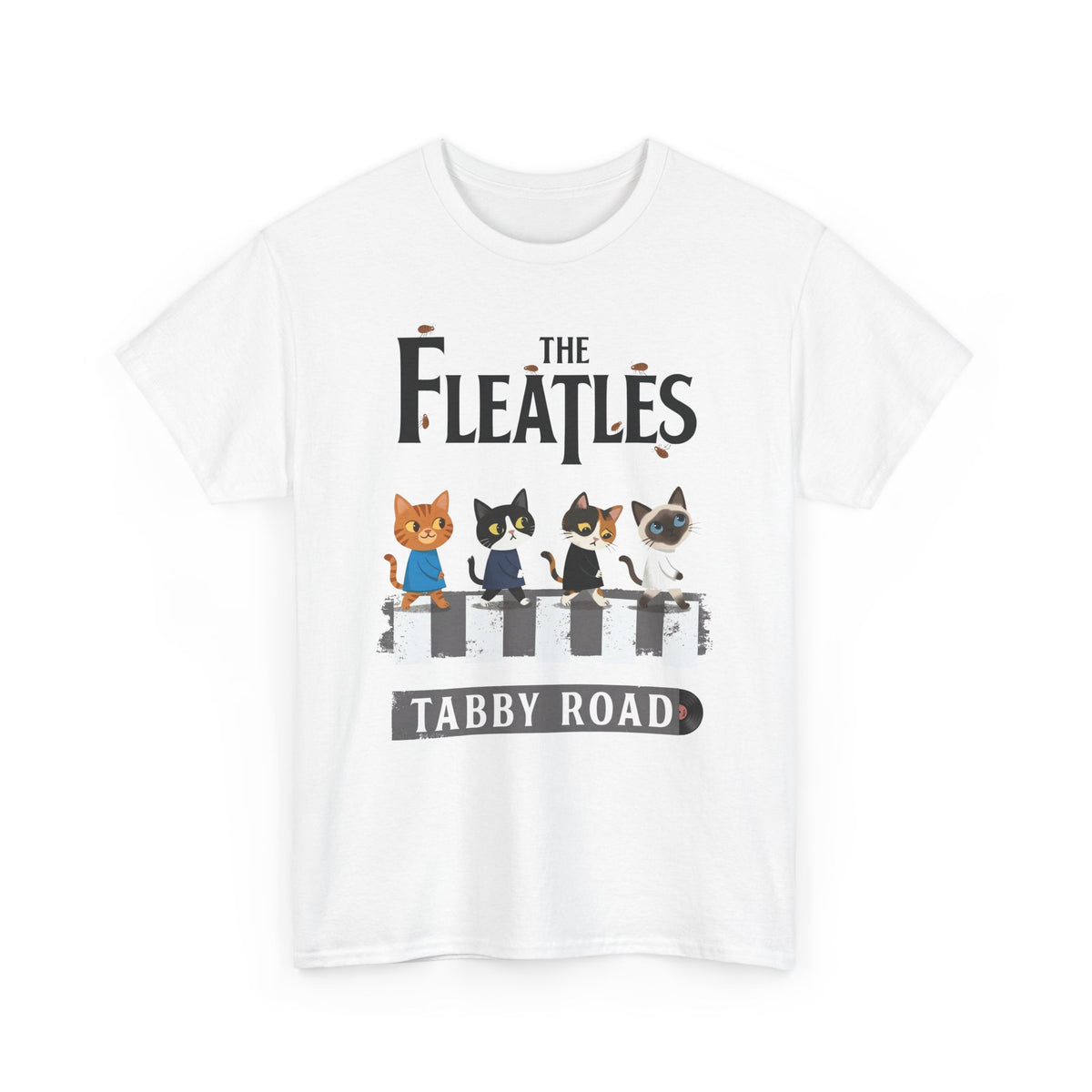Fleatles Parody Cat T-Shirt — Retro Beatles-Inspired Cat Band Tee