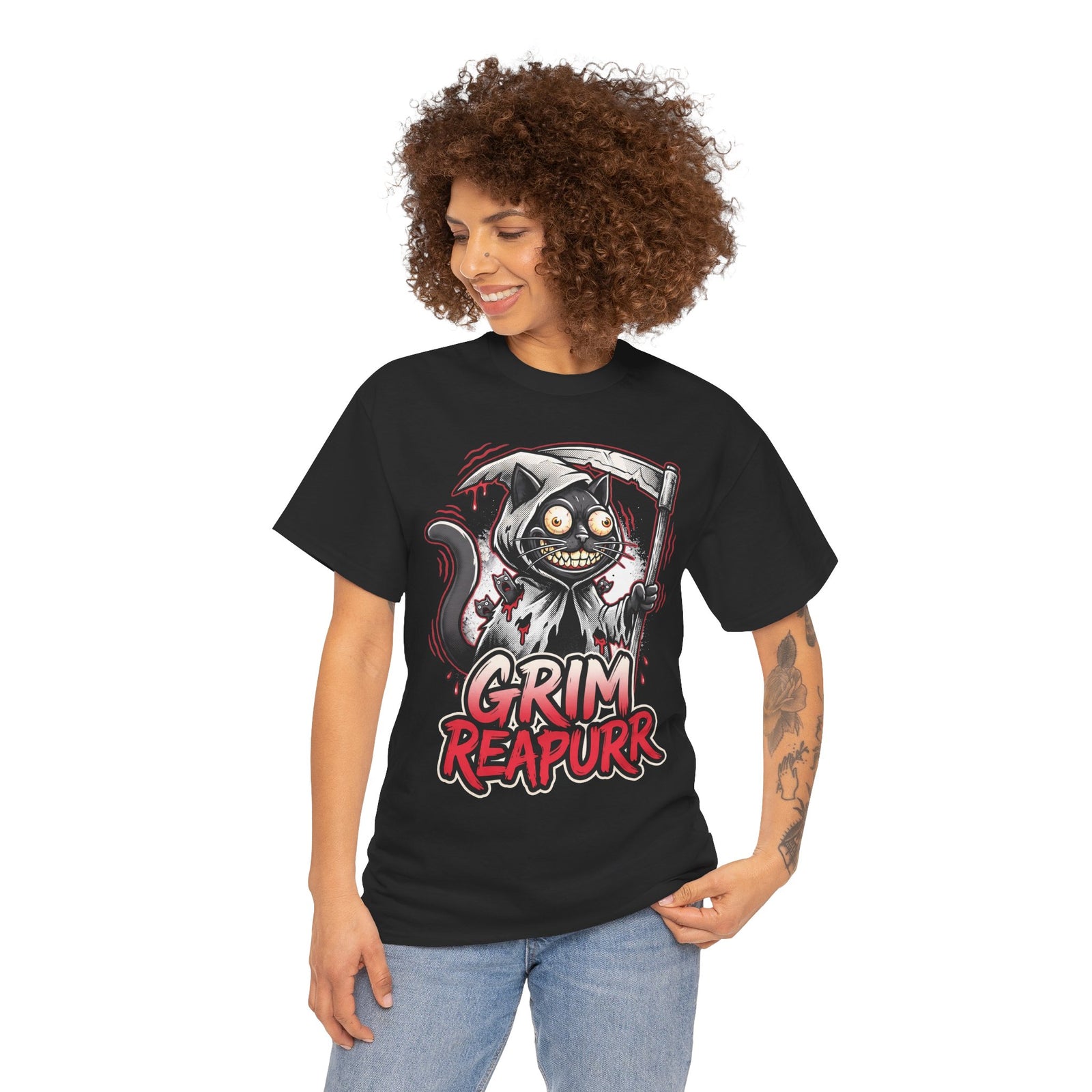 Grim Reapurr Black Cat Scythe Shirt — Funny Gothic Reaper T-Shirt