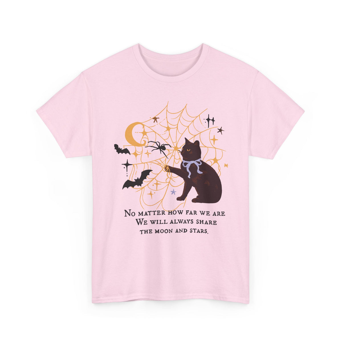 We Will Always Share The Moon And Stars Black Cat T-Shirt — Celestial Halloween Tee