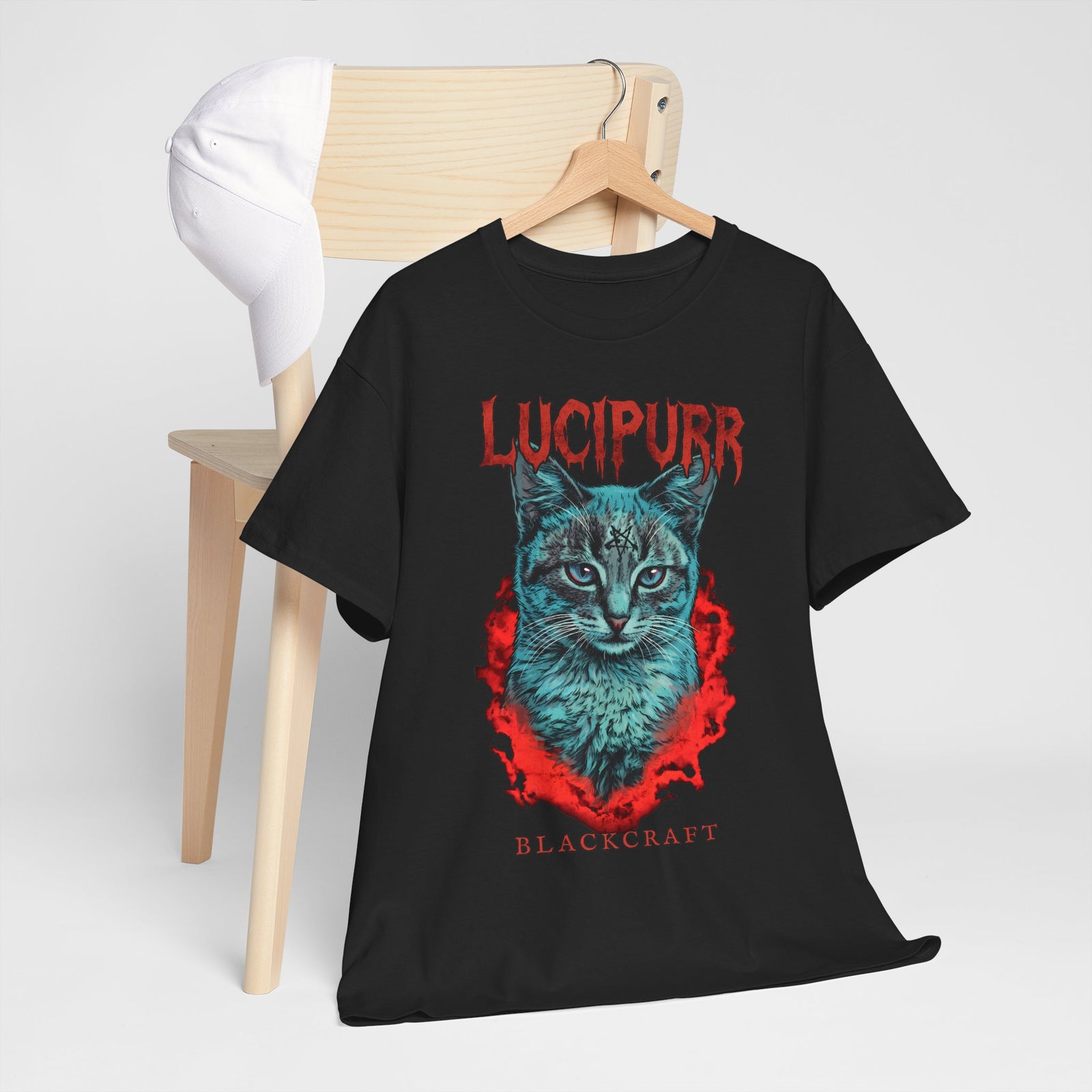 Lucipurr Blackcraft T-Shirt — Edgy Heavy Metal Satanic Cat Graphic Tee