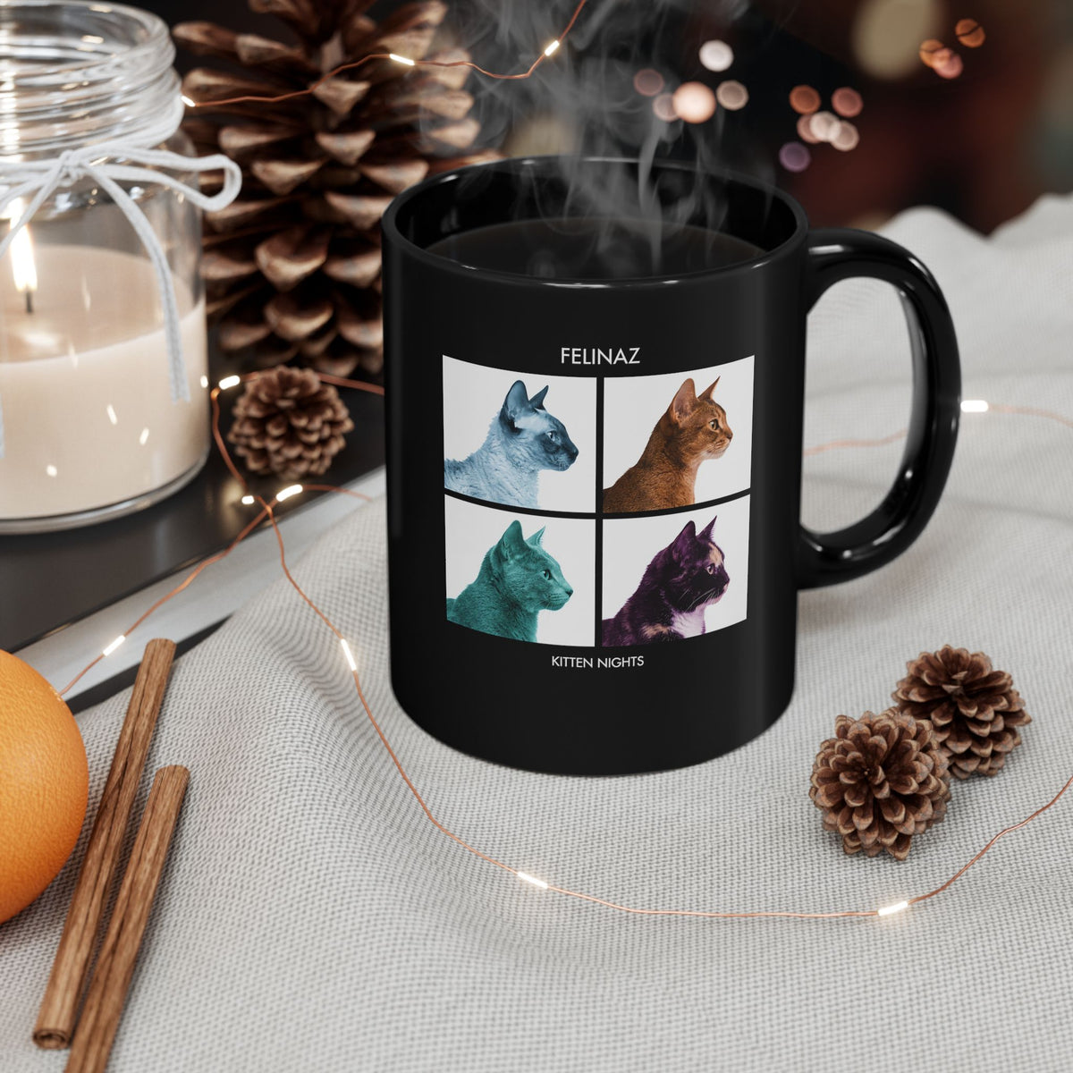 Felinaz Kitten Night Cat Parody Black Mug