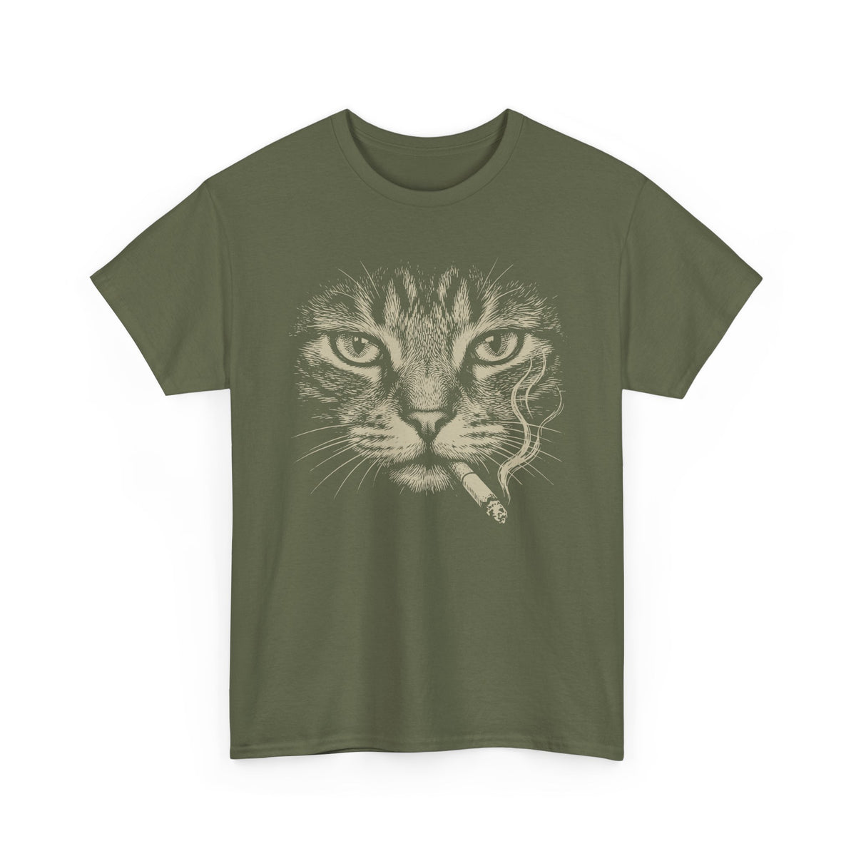 Smoking Cat T-Shirt — Vintage Grunge Cat Graphic Tee