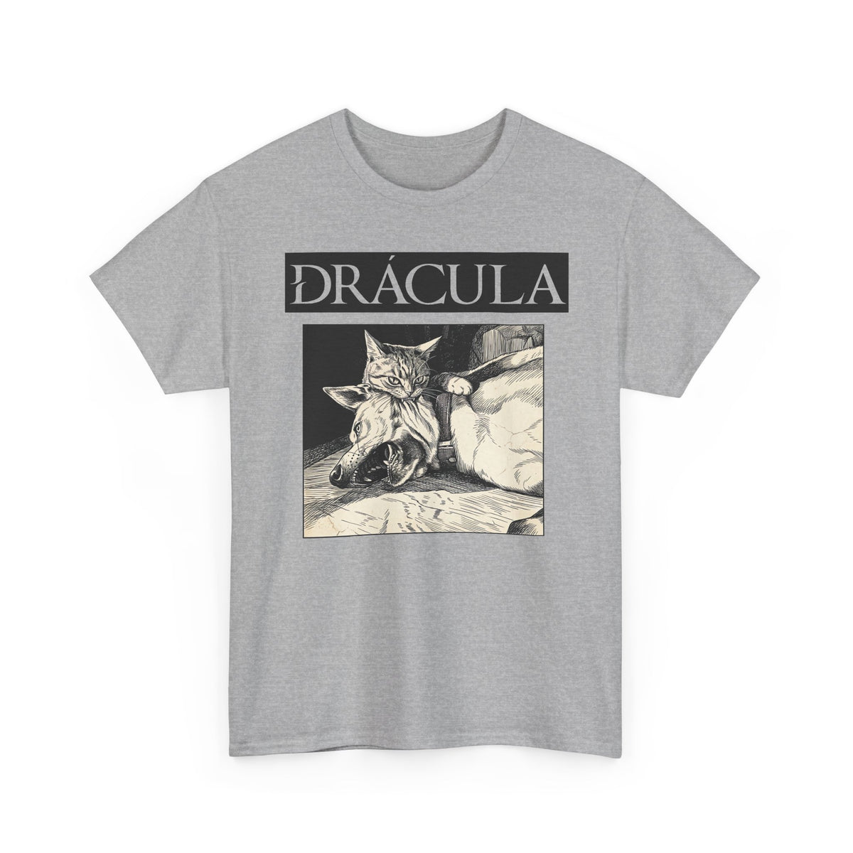 Dracula Cat Graphic Tee — Gothic Vintage Vampire Artwork T-Shirt