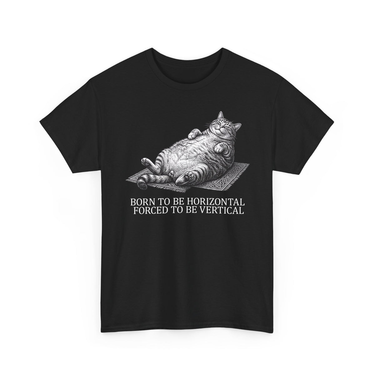 Born to Be Horizontal Fat Cat T-Shirt — Funny Lazy Cat Tee