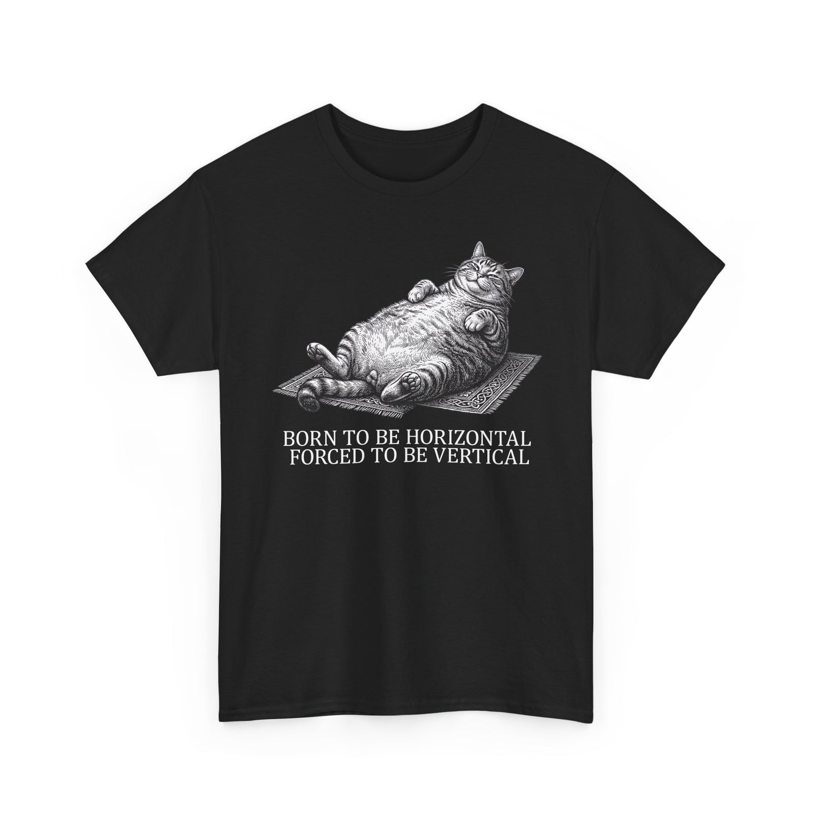 Born to Be Horizontal Fat Cat T-Shirt — Funny Lazy Cat Tee