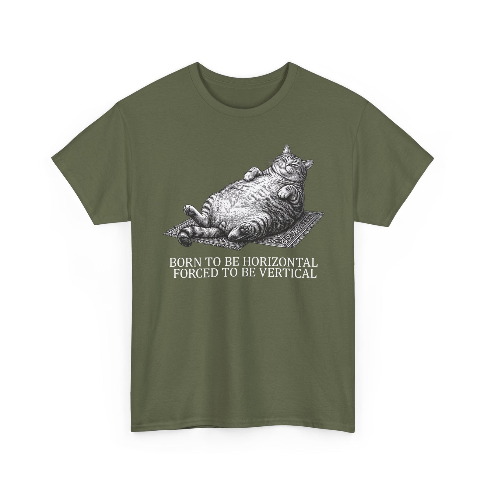 Born to Be Horizontal Fat Cat T-Shirt — Funny Lazy Cat Tee