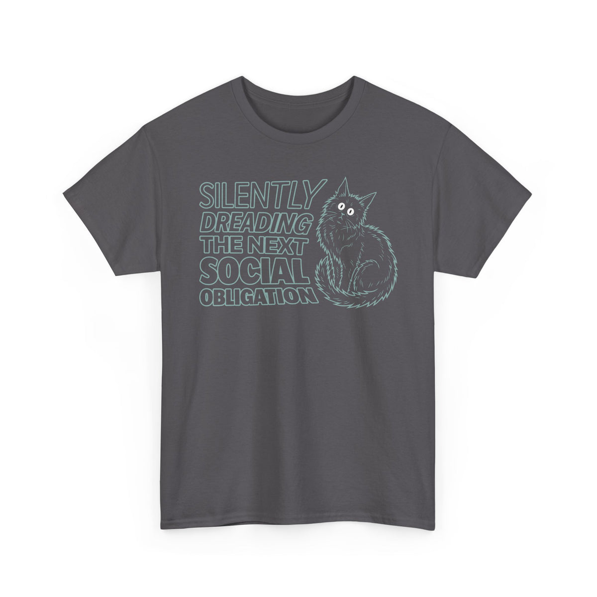 Introvert Cat T-Shirt — "Silently Dreading the Next Social Obligation"