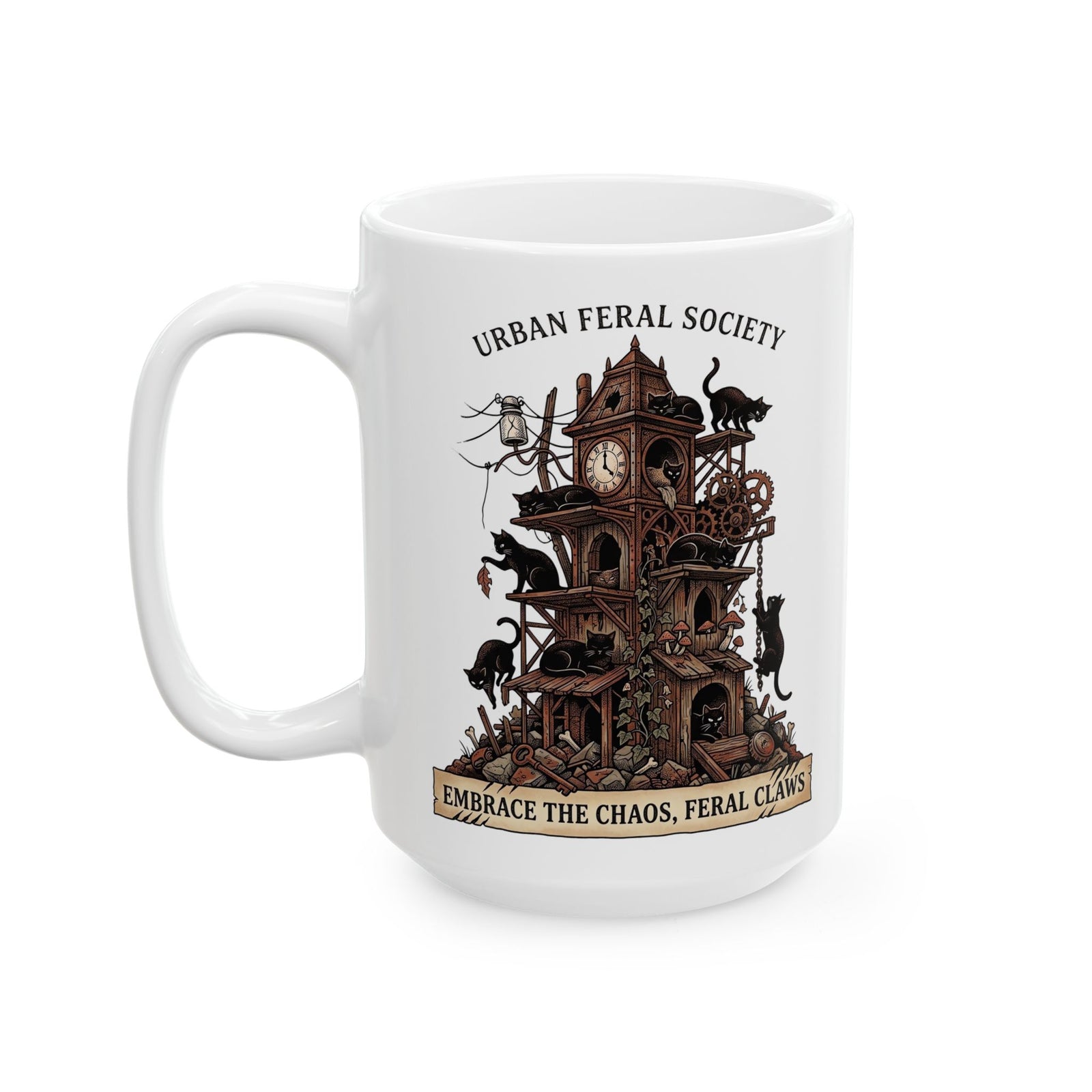 Black Cats Urban Feral Society Ceramic Mug