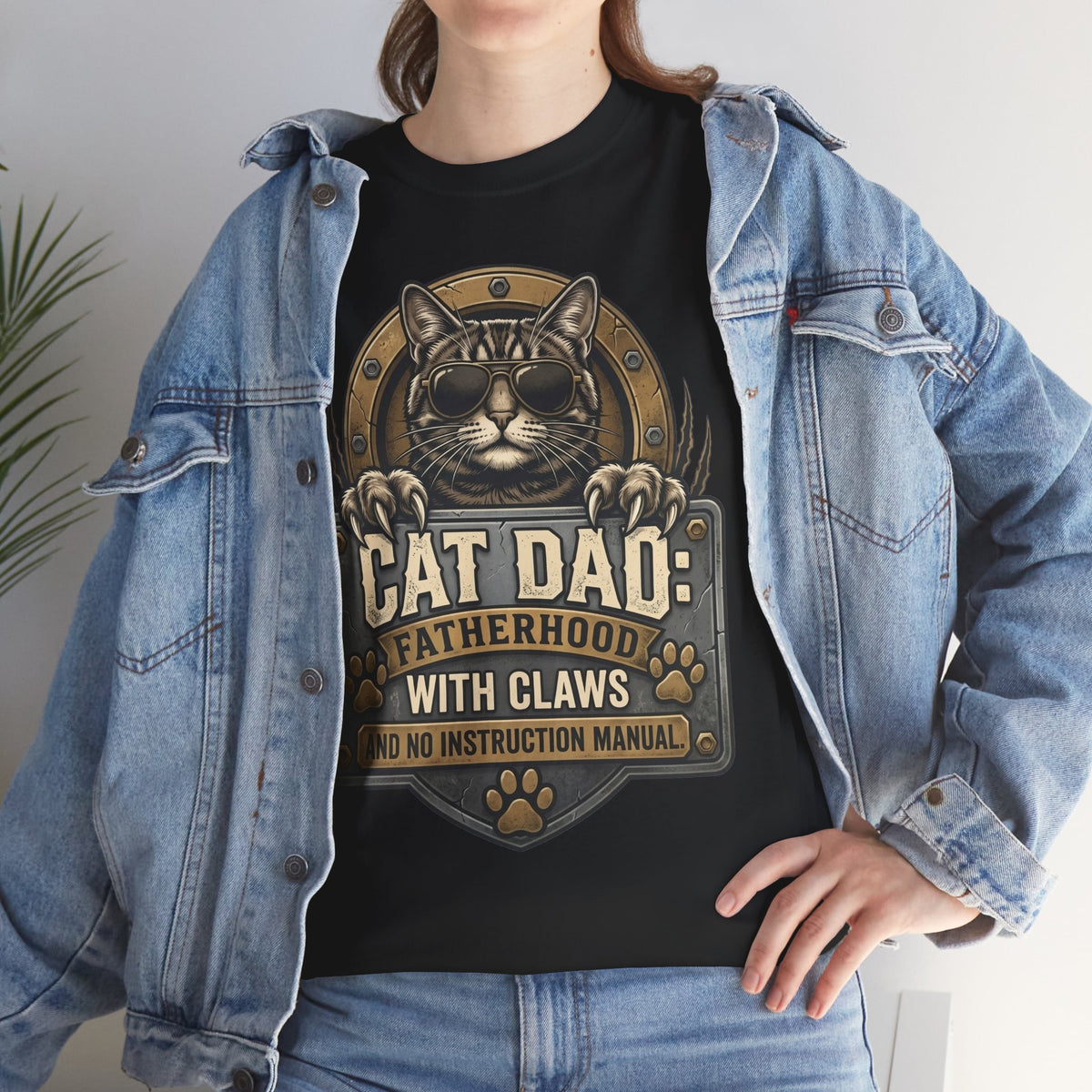 Cat Dad T-Shirt — "Fatherhood with Claws" Funny Cat Lover Tee