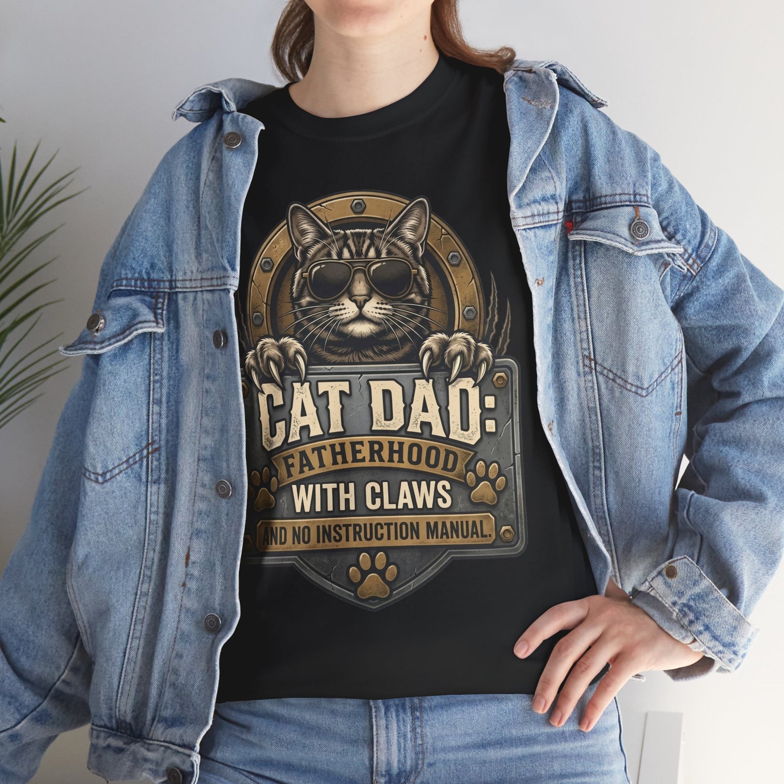 Cat Dad T-Shirt — "Fatherhood with Claws" Funny Cat Lover Tee