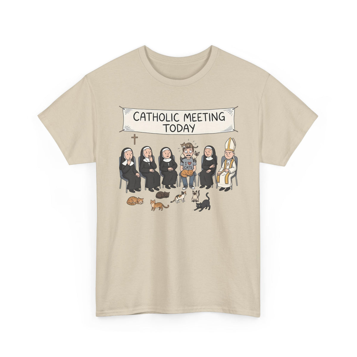 Catholic Meeting Today Funny Cat Lovers T-Shirt